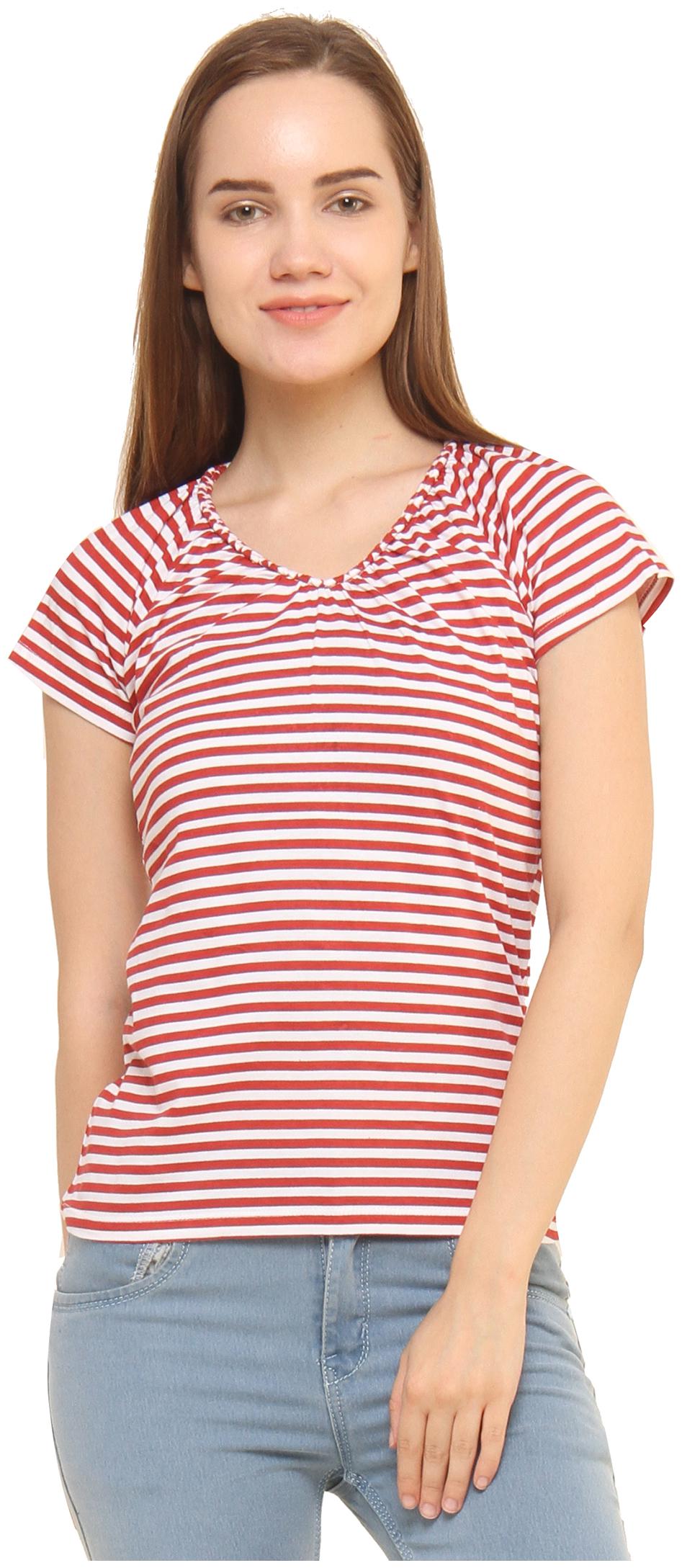 

CHIMERA Women Striped Regular top - Red