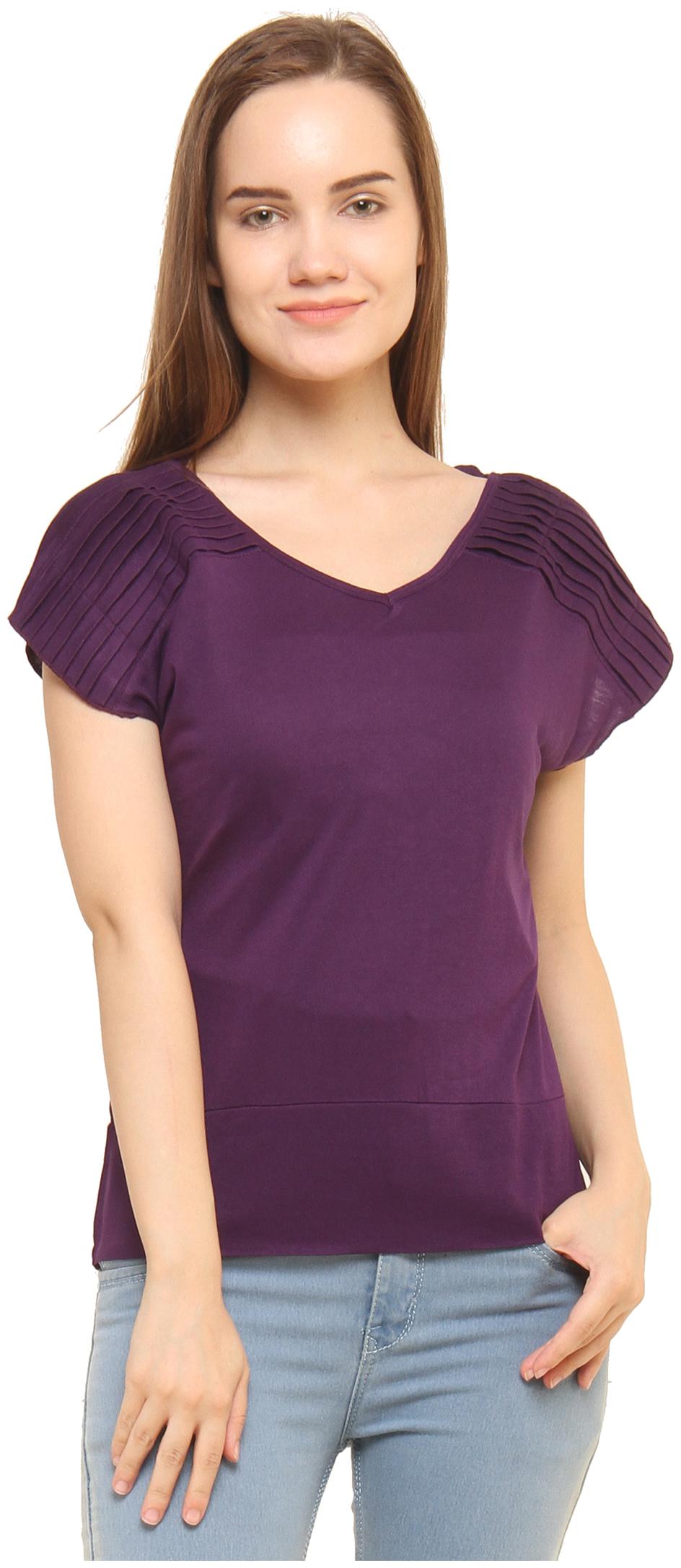 

CHIMERA Women Solid Regular top - Purple