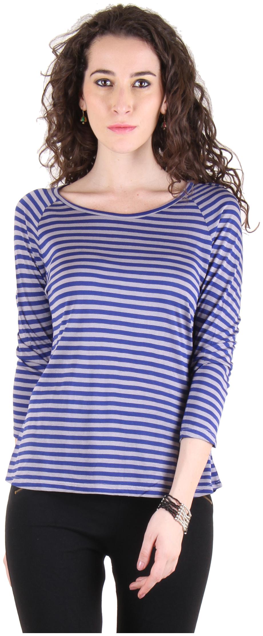 

CHIMERA Women Blue Regular fit Round neck Viscose rayon T shirt