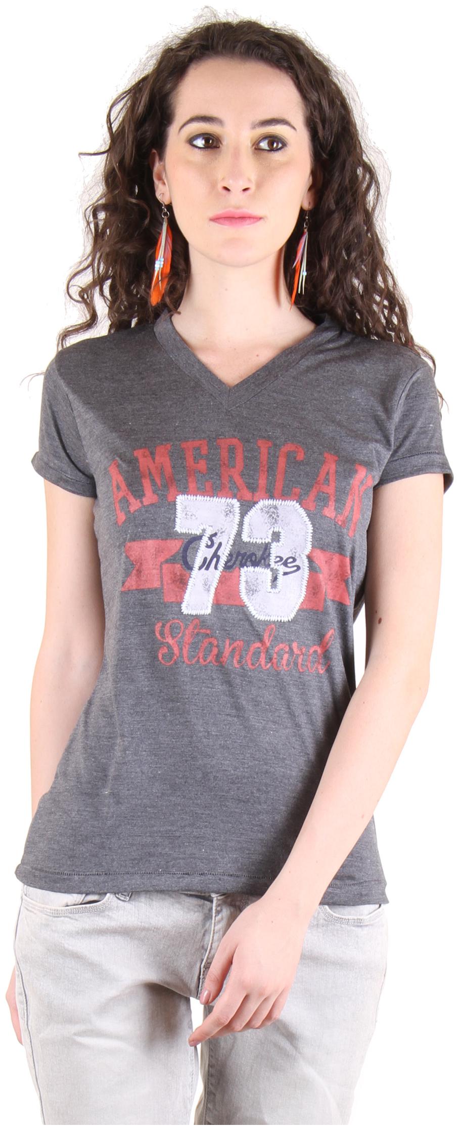 

CHIMERA Women Grey Regular fit V neck Viscose rayon T shirt
