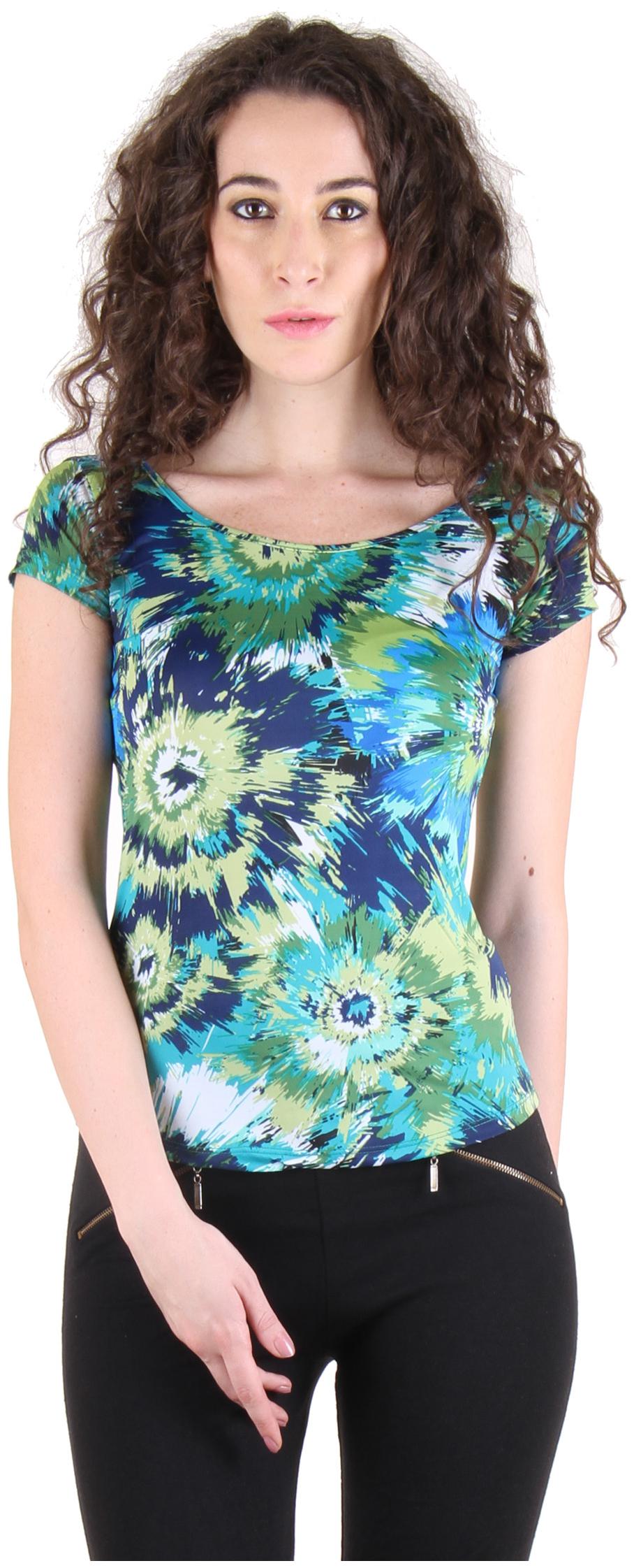 

CHIMERA Women Multi Regular fit Round neck Polyester T shirt