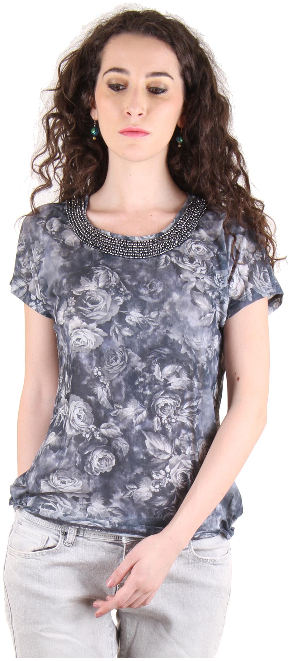 

CHIMERA Women Grey Regular fit Round neck Polyester T shirt