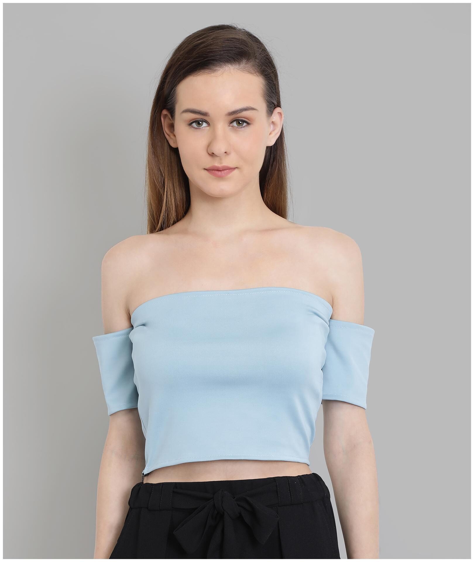 

Chimpaaanzee Women Polyester Solid Regular Top (Turquoise)