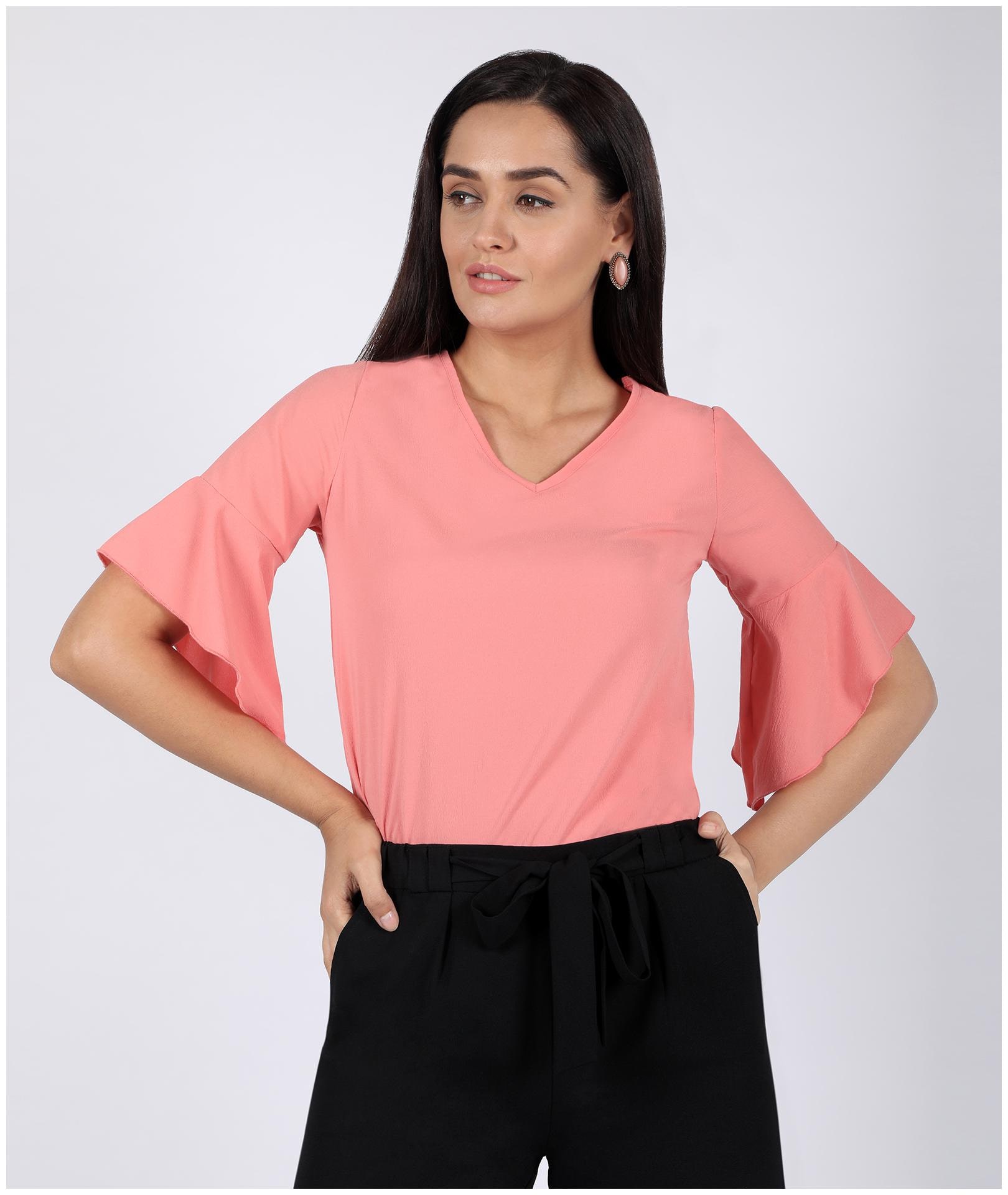 

Chimpaaanzee Women Pink Crepe Solid Boxy