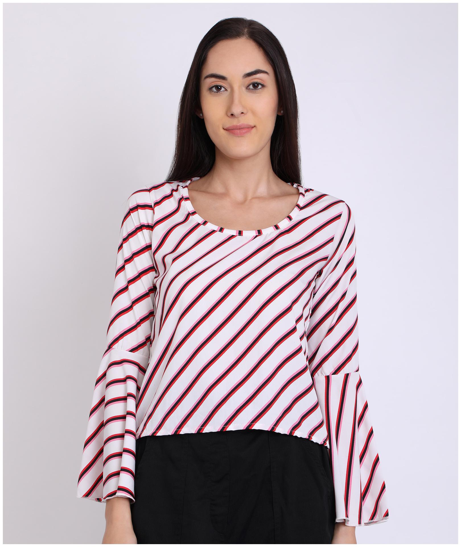 

Chimpaaanzee Women Crepe Striped Boxy (White)