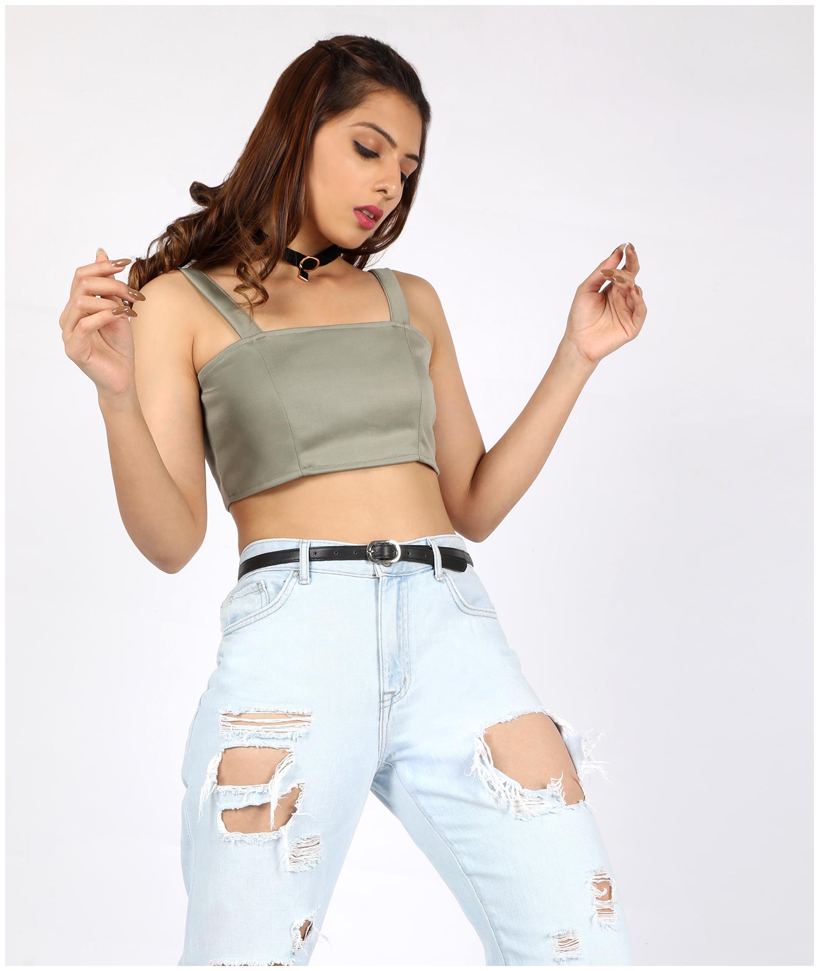 

Chimpaaanzee Polyester Grey Solid Top For Women