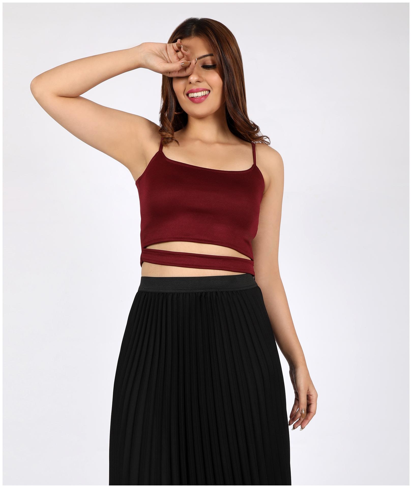 

Chimpaaanzee Polyester Solid Maroon Top For Women