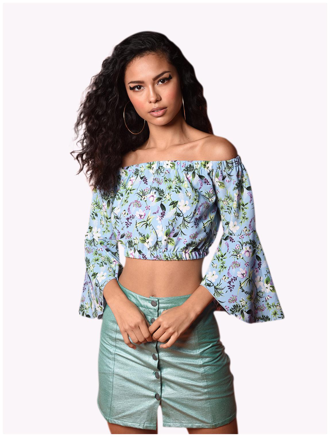 

Chimpaaanzee Polyester Floral Blue Blouson Women