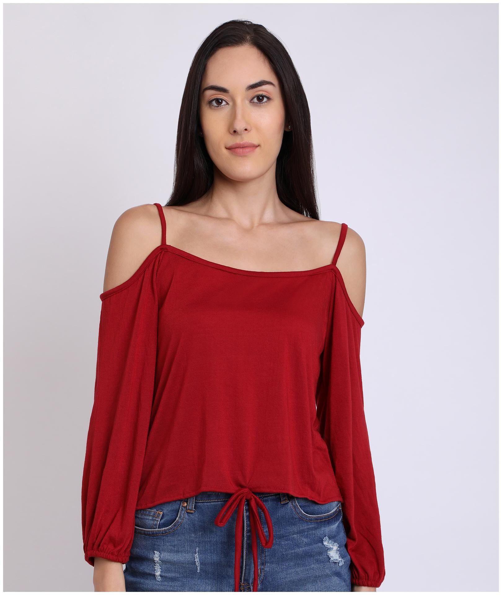 

Chimpaaanzee Women Solid Regular top - Maroon