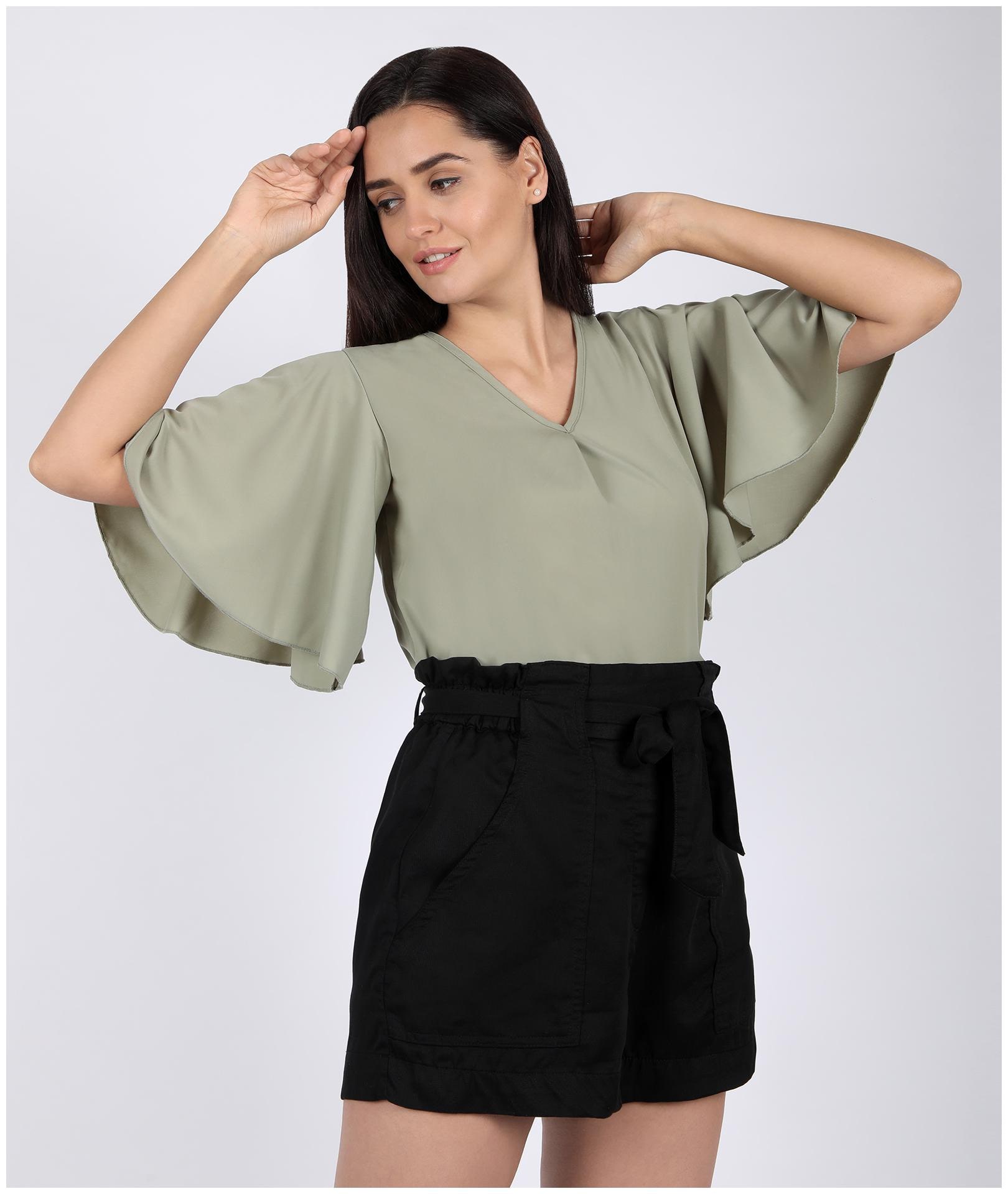 

Chimpaaanzee Women Olive Crepe Solid Boxy
