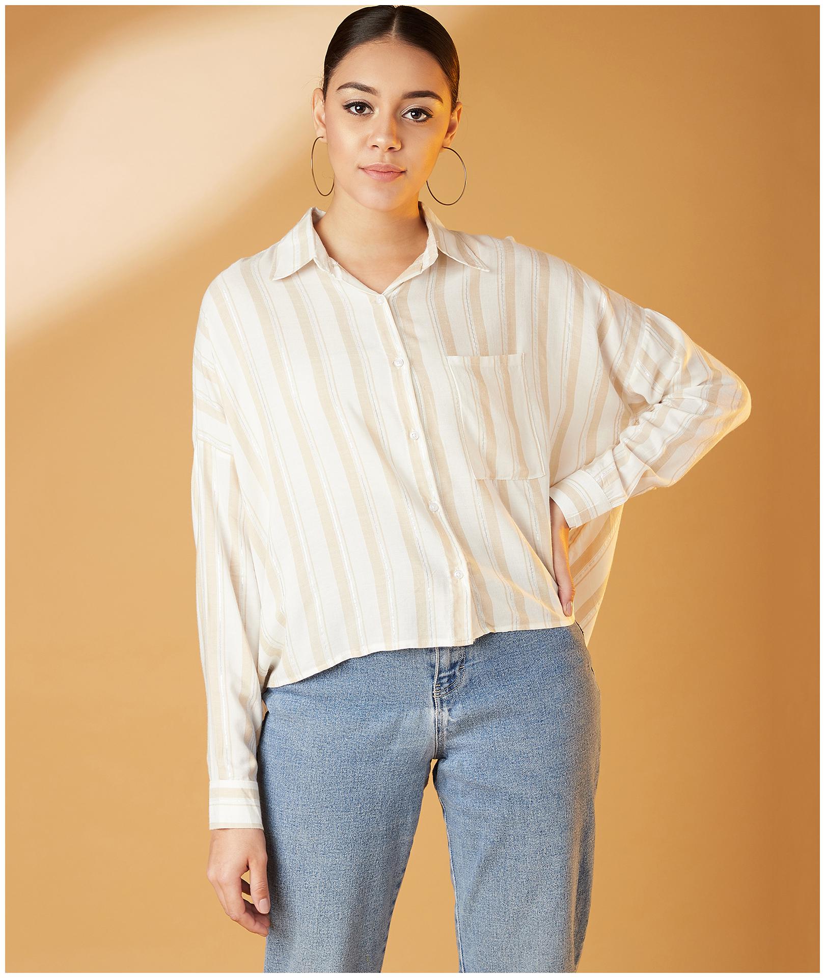 

Chimpaaanzee Women Striped Shirt style - Beige