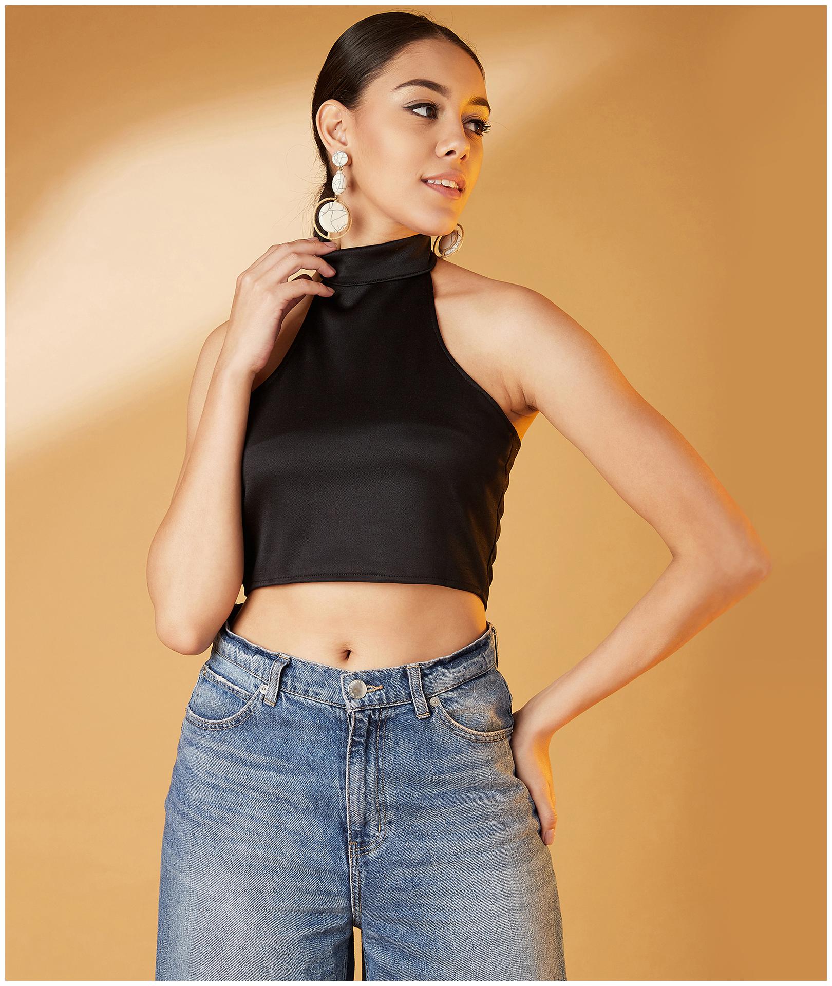 

Chimpaaanzee Women Solid Regular top - Black