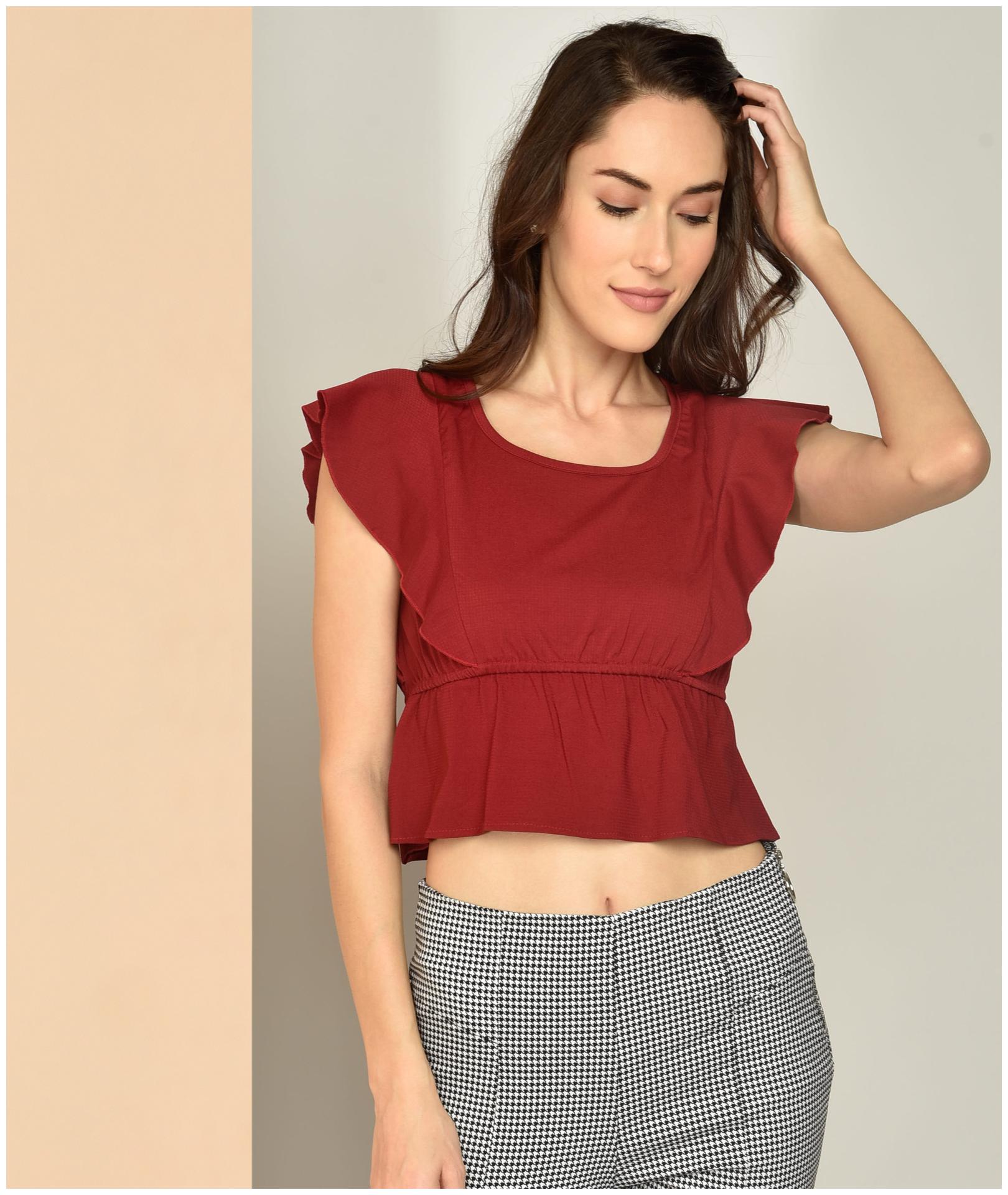

Chimpaaanzee Women Maroon Polyester Solid Top