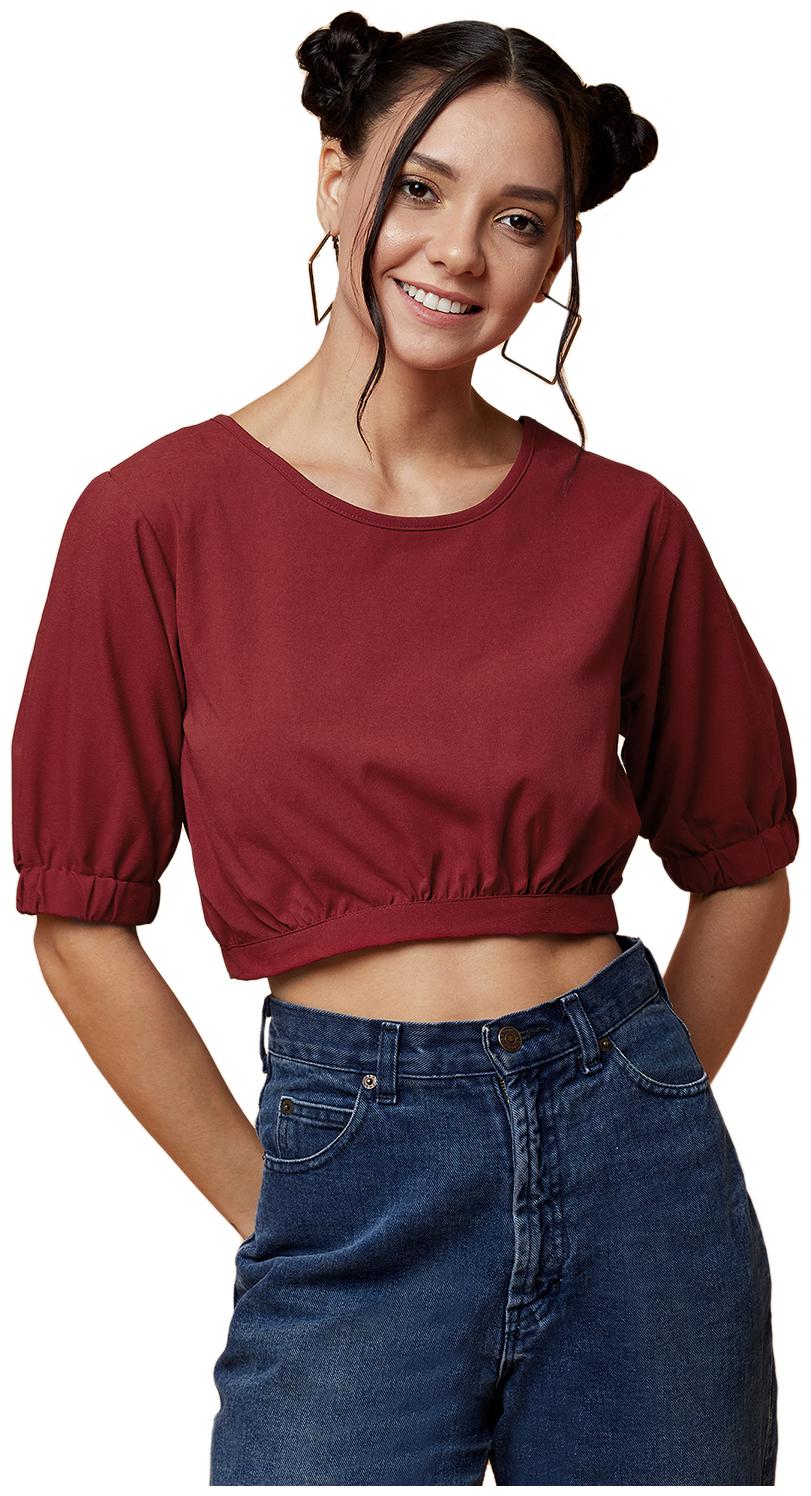

Chimpaaanzee Polyester Solid Maroon Blouson Women