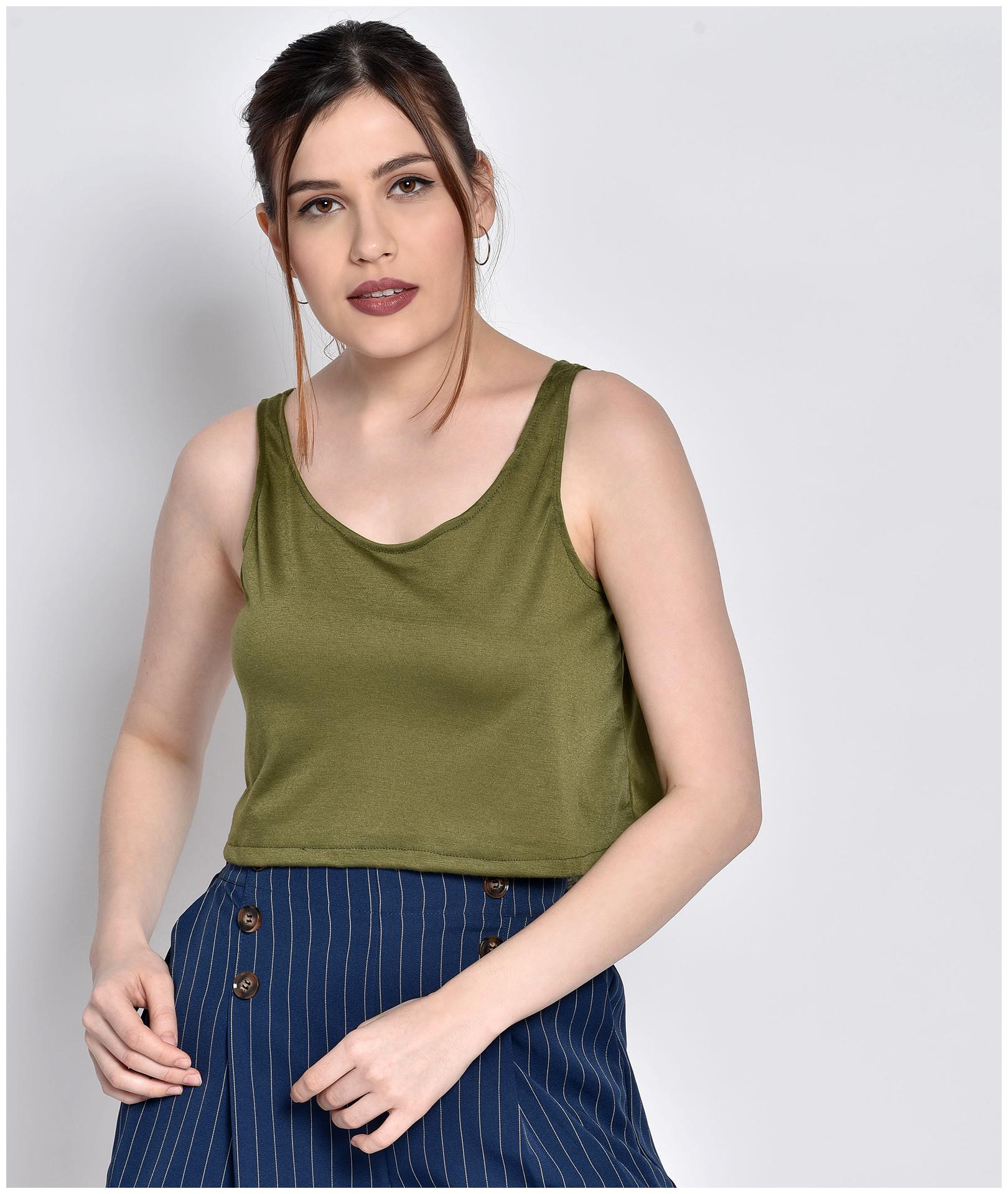 

Chimpaaanzee Women Viscose Rayon Solid Green Top