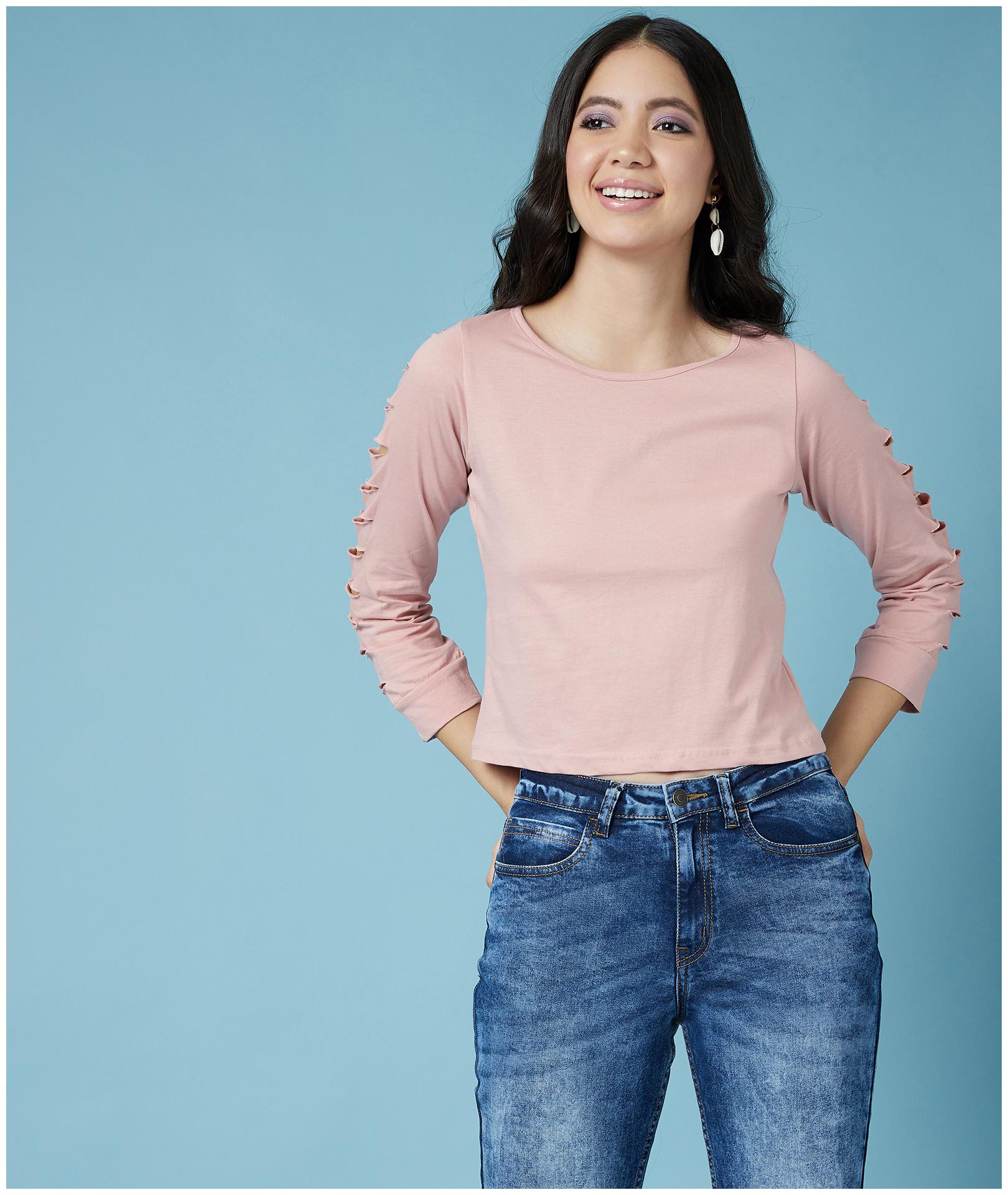 

Chimpaaanzee Women Solid Regular top - Pink