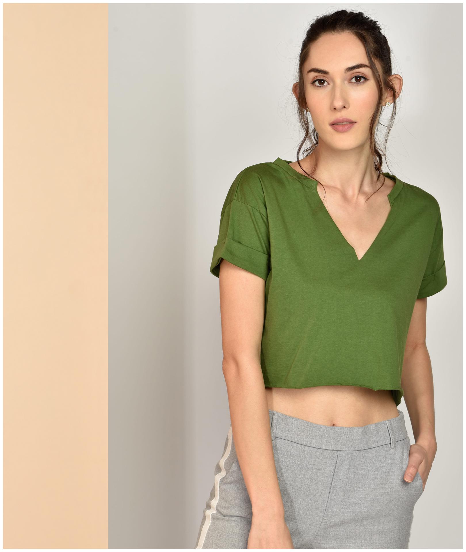 

Chimpaaanzee Women Green Cotton Solid Top