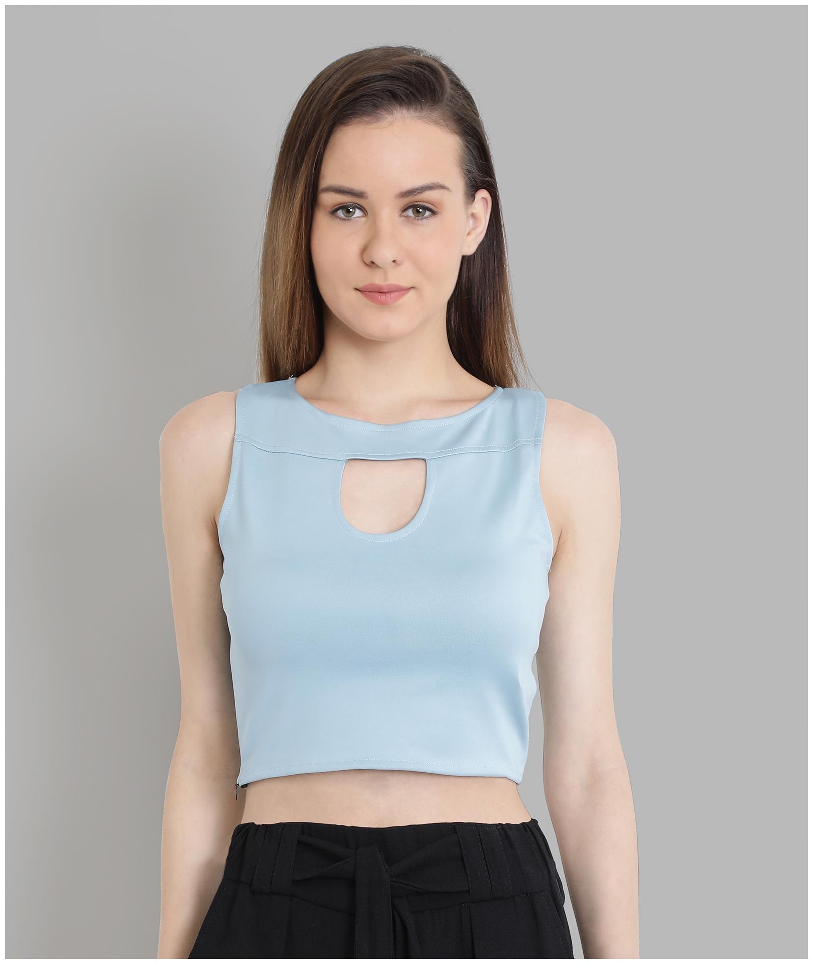 

Chimpaaanzee Women Polyester Solid Regular Top (Turquoise)