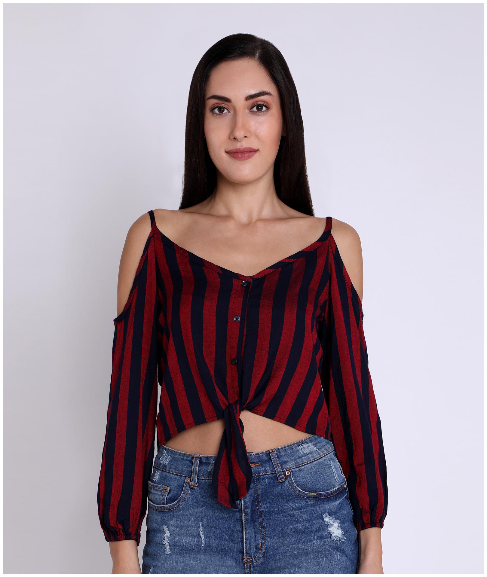 

Chimpaaanzee Women Striped Regular top - Maroon