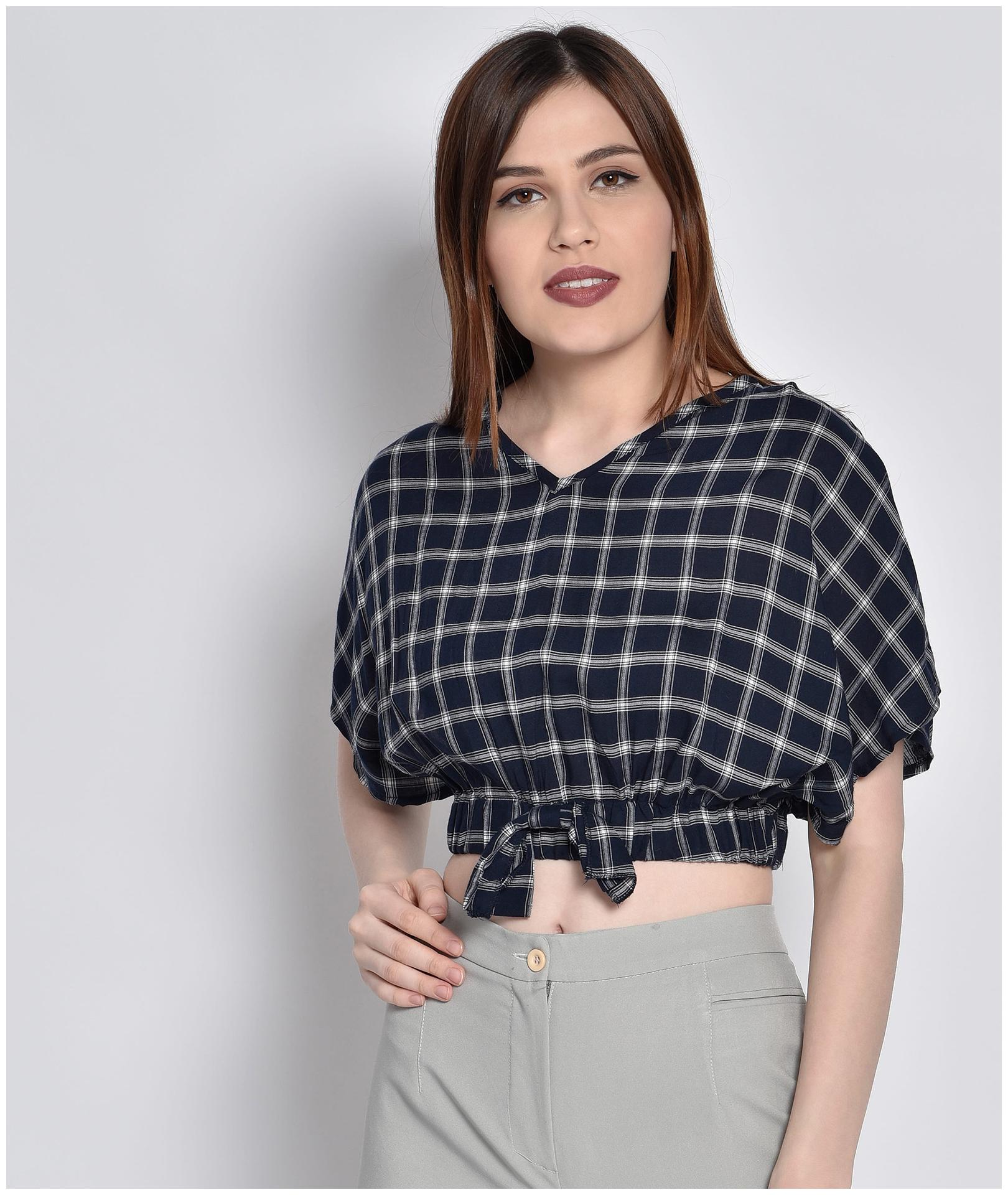 

Chimpaaanzee Women Viscose Rayon Regular Fit Wrap Top (Navy Blue)