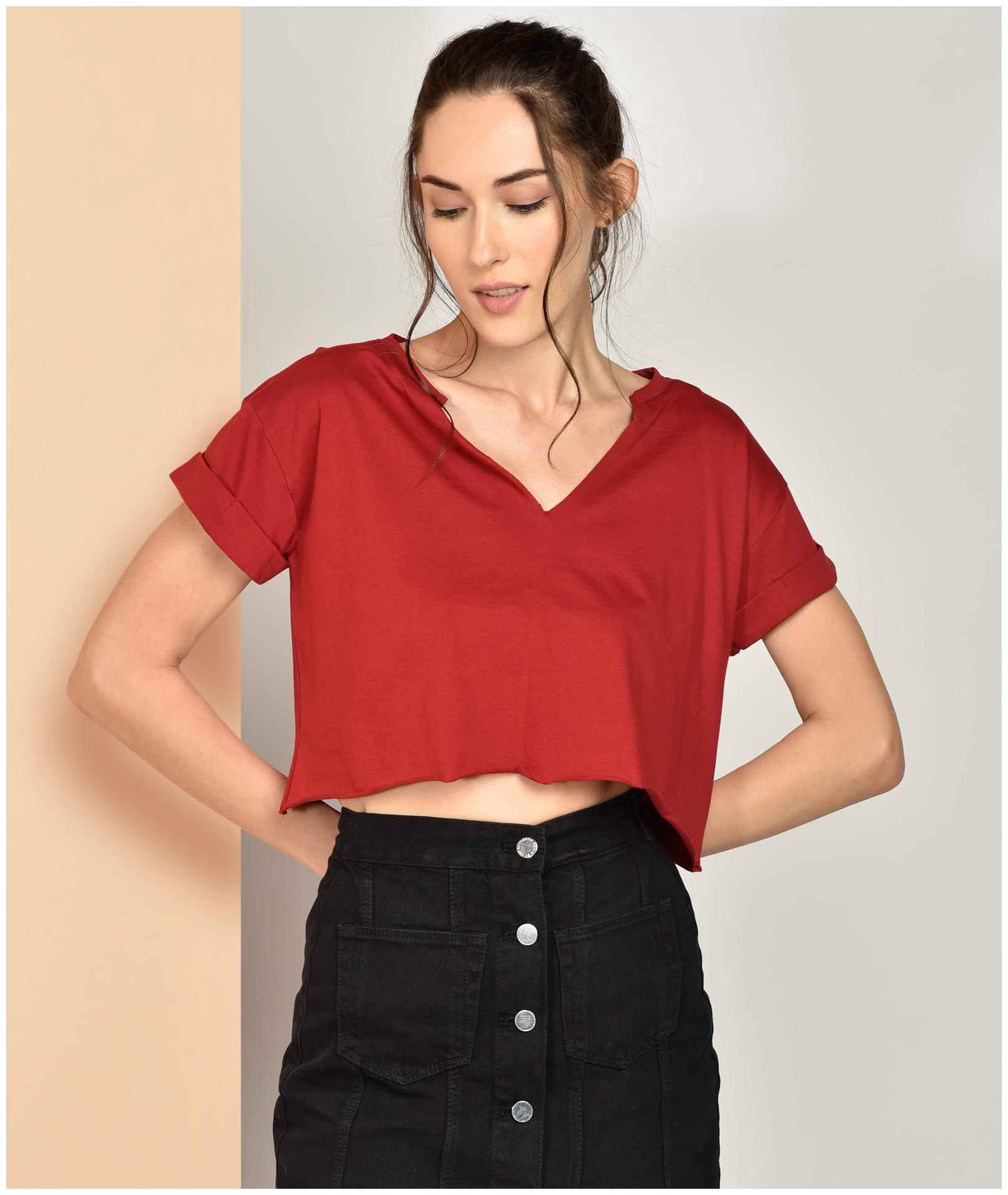 

Chimpaaanzee Women Maroon Cotton Solid Top