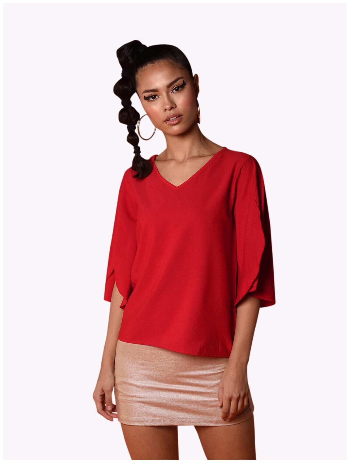 

Chimpaaanzee Women s Red Polyester Solid Boxy