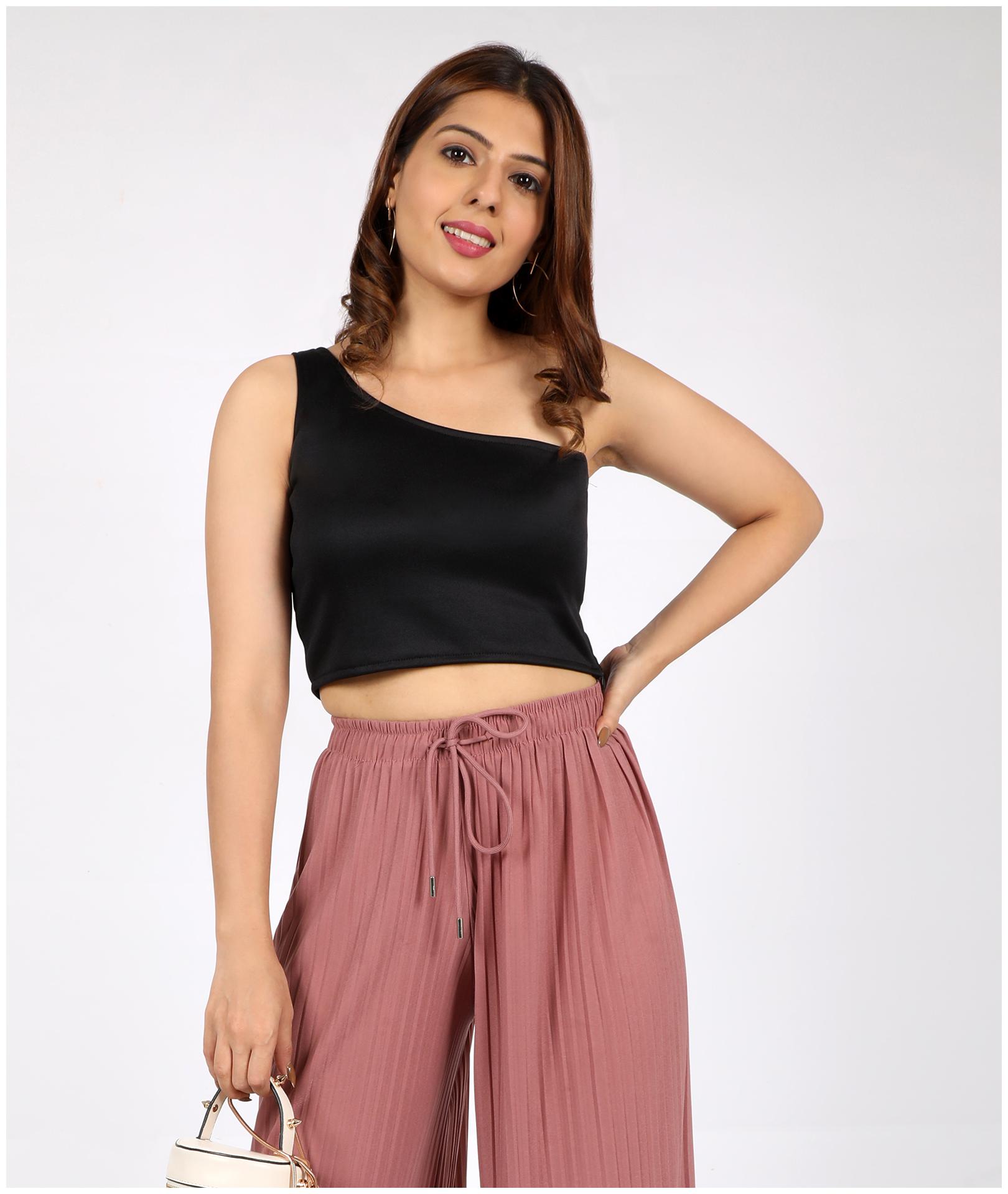 

Chimpaaanzee Polyester Black Solid Top For Women