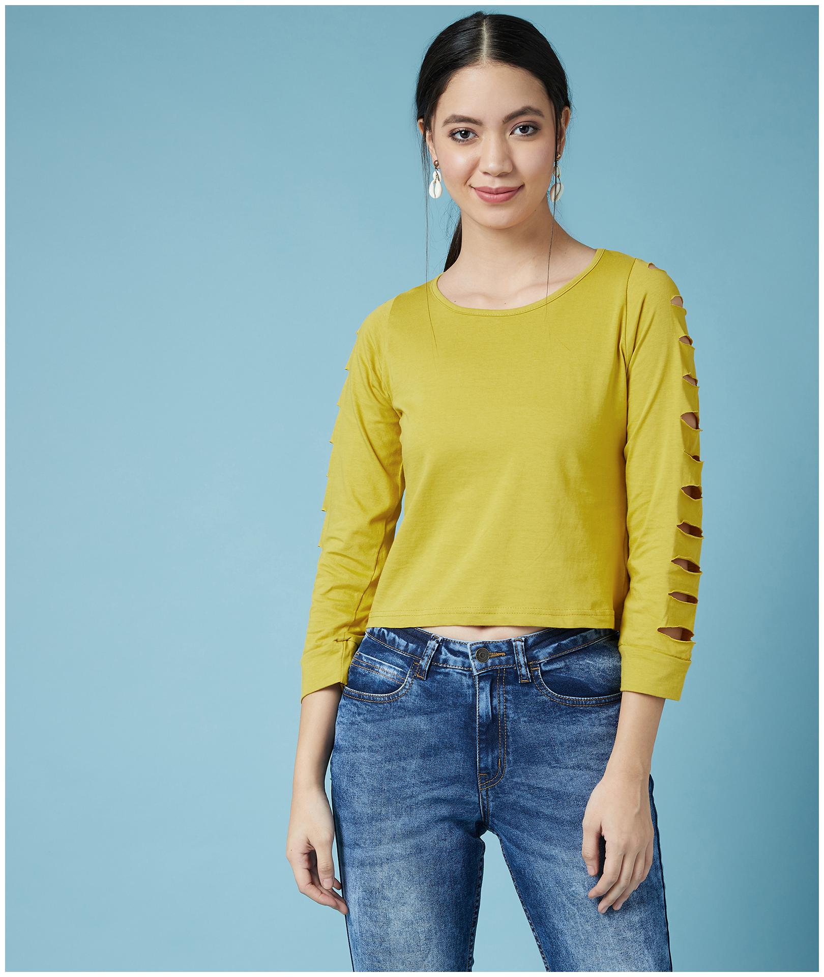 

Chimpaaanzee Women Solid Regular top - Yellow