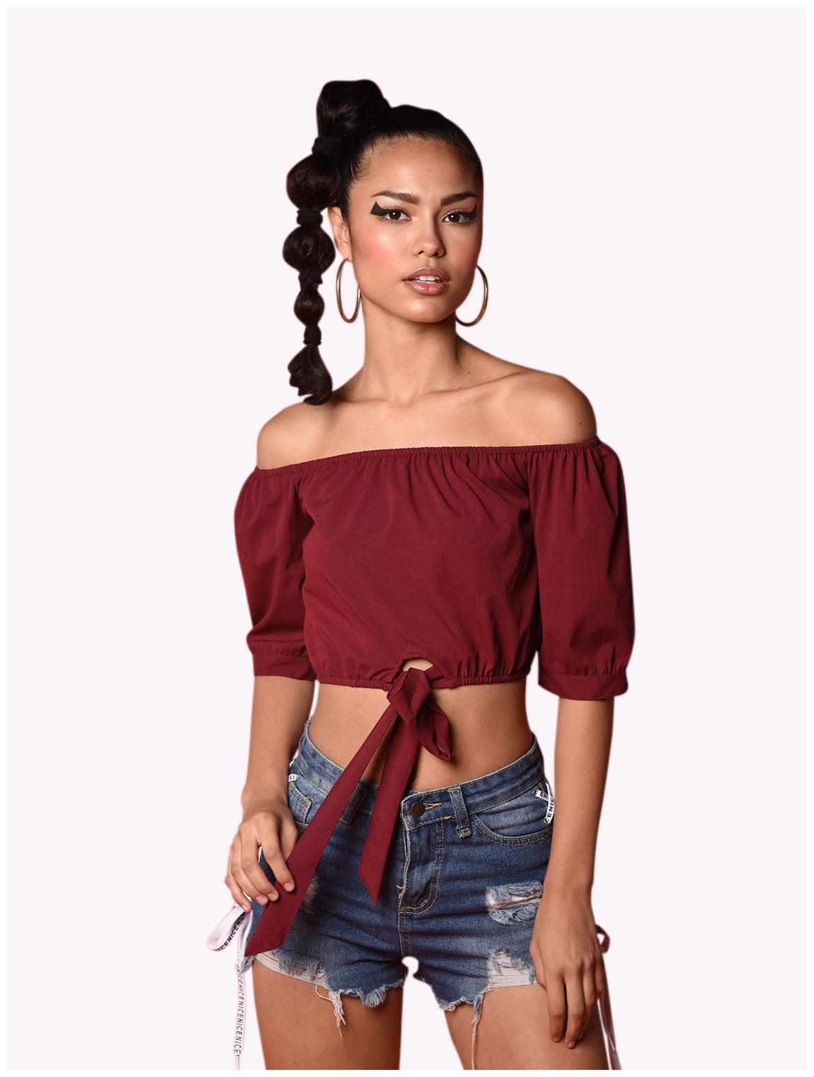 

Chimpaaanzee Polyester Solid Maroon Blouson Women
