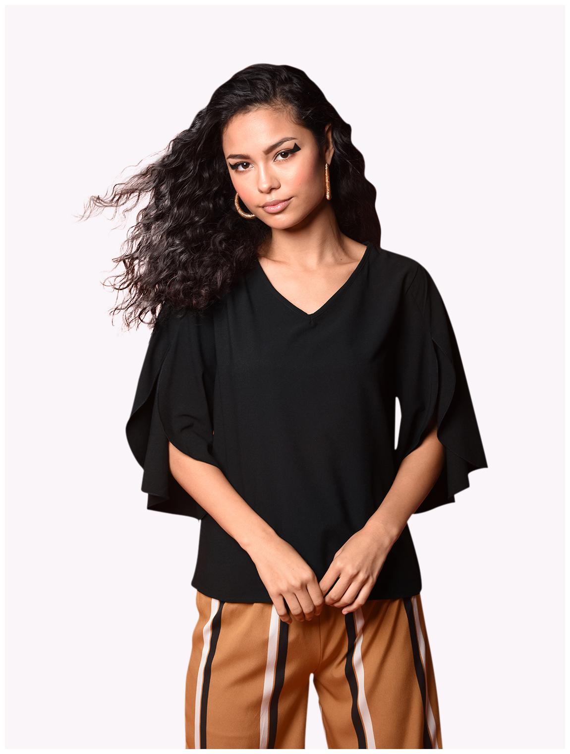 

Chimpaaanzee Women s Black Polyester Solid Boxy