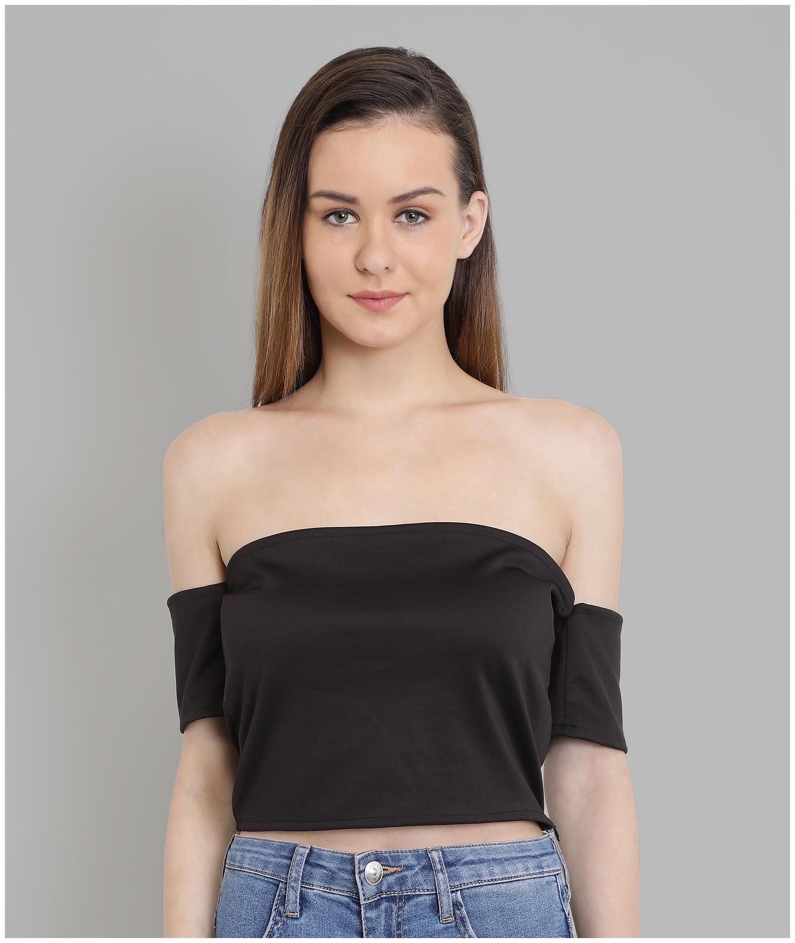

Chimpaaanzee Women Polyester Solid Black Top