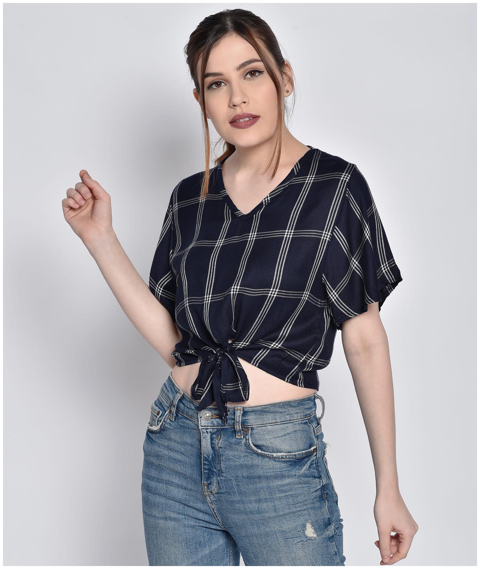 

Chimpaaanzee Women Viscose Rayon Regular Top(Navy Blue)