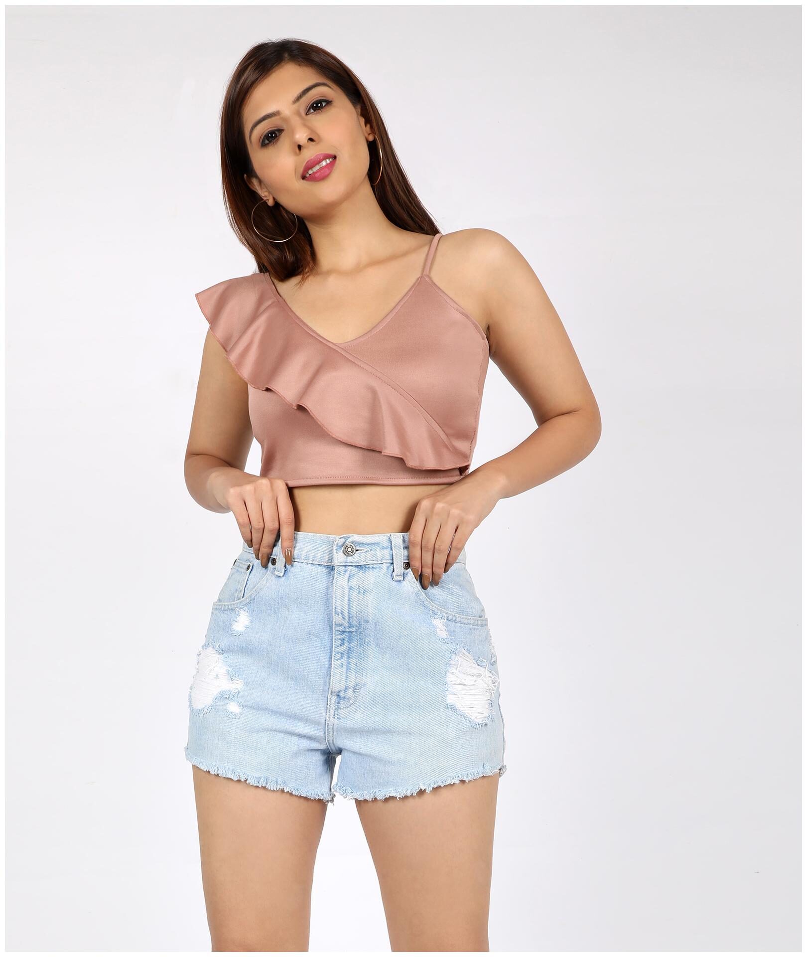 

Chimpaaanzee Polyester Solid Pink Top For Women