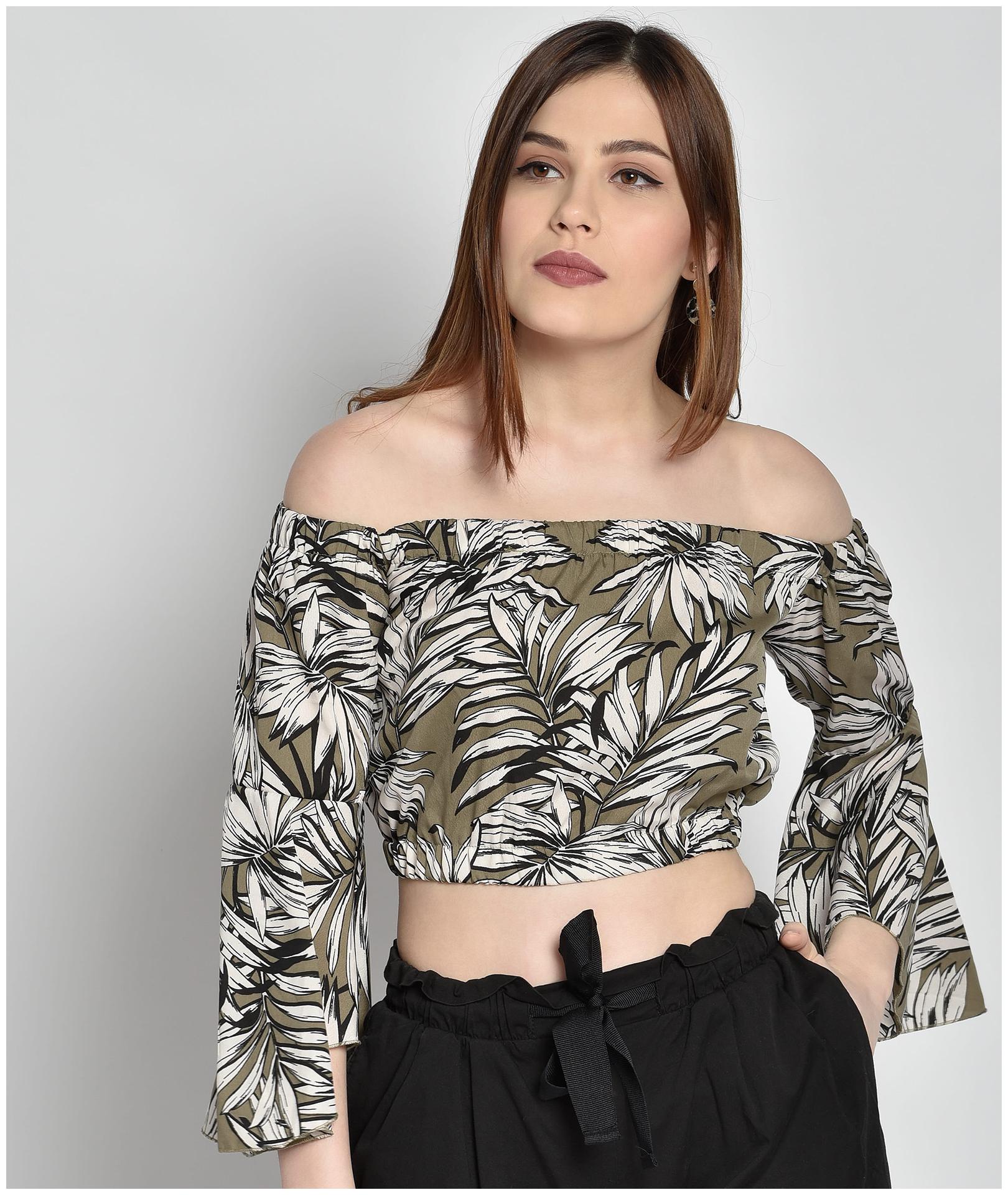 

Chimpaaanzee Women Polyester Regular Fit Boxy Top (Green)