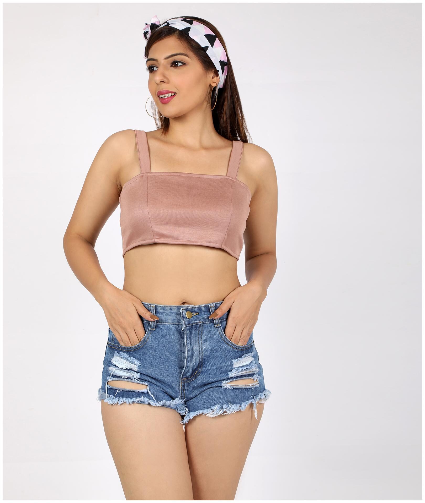 

Chimpaaanzee Polyester Beige Solid Top For Women