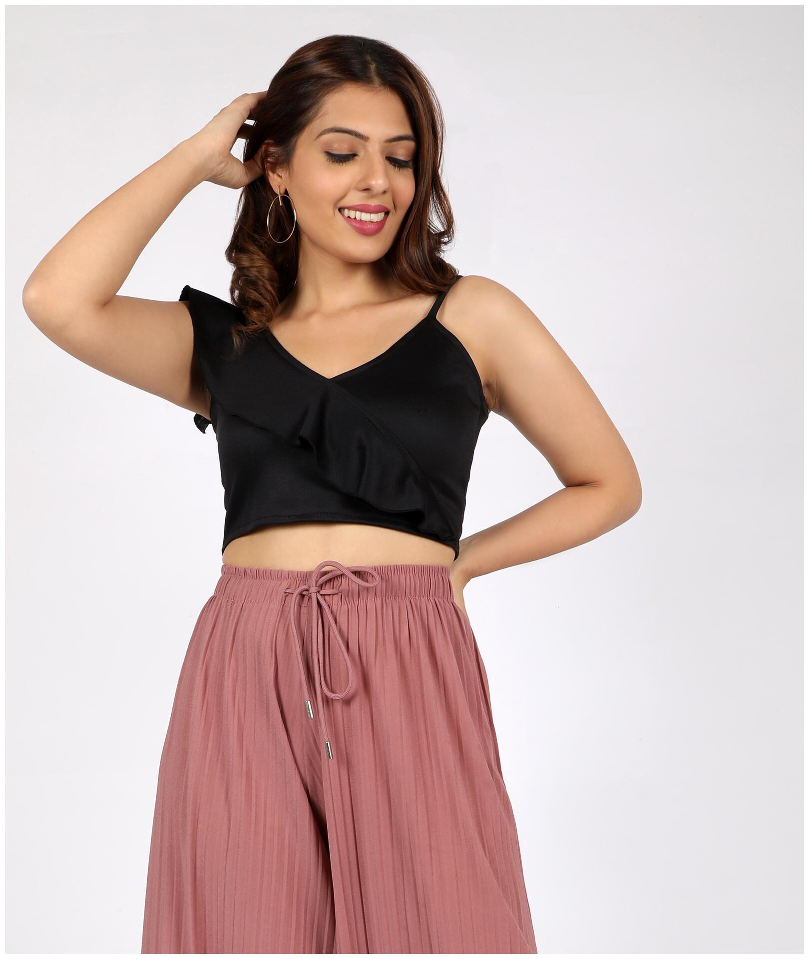 

Chimpaaanzee Polyester Black Solid Top Blouson For Women