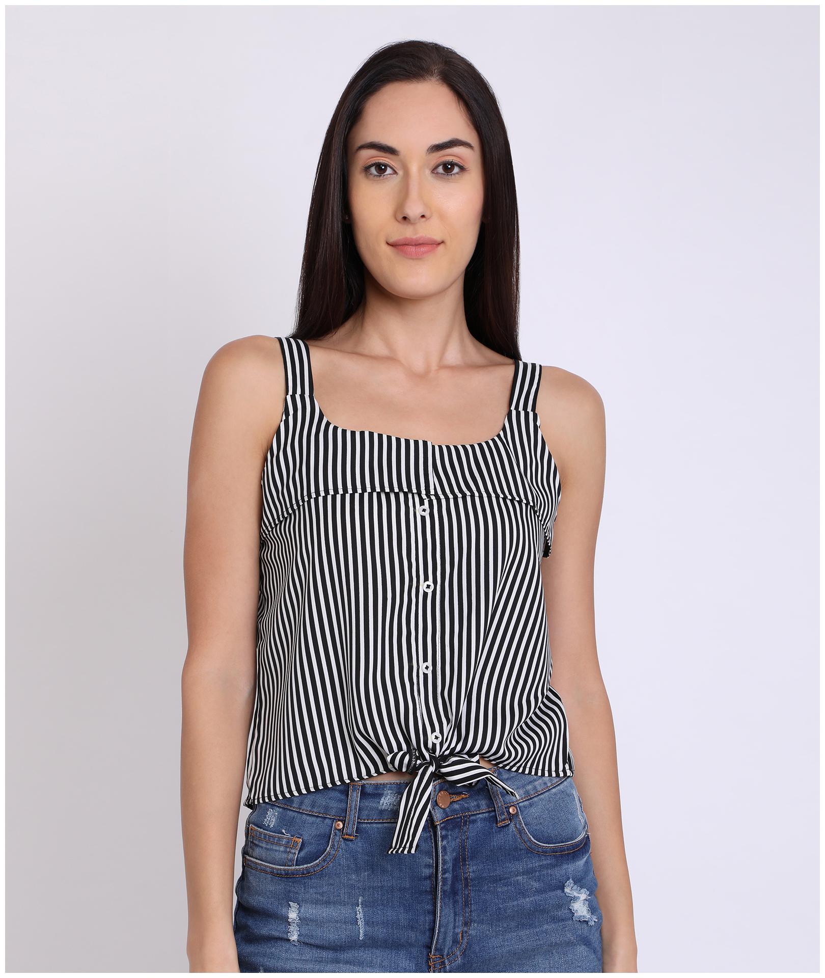 

Chimpaaanzee Women Striped Regular top - Black White