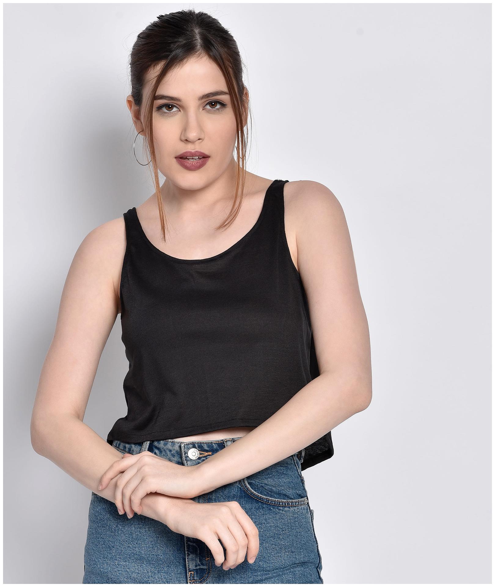 

Chimpaaanzee Women Viscose Rayon Solid Black Top