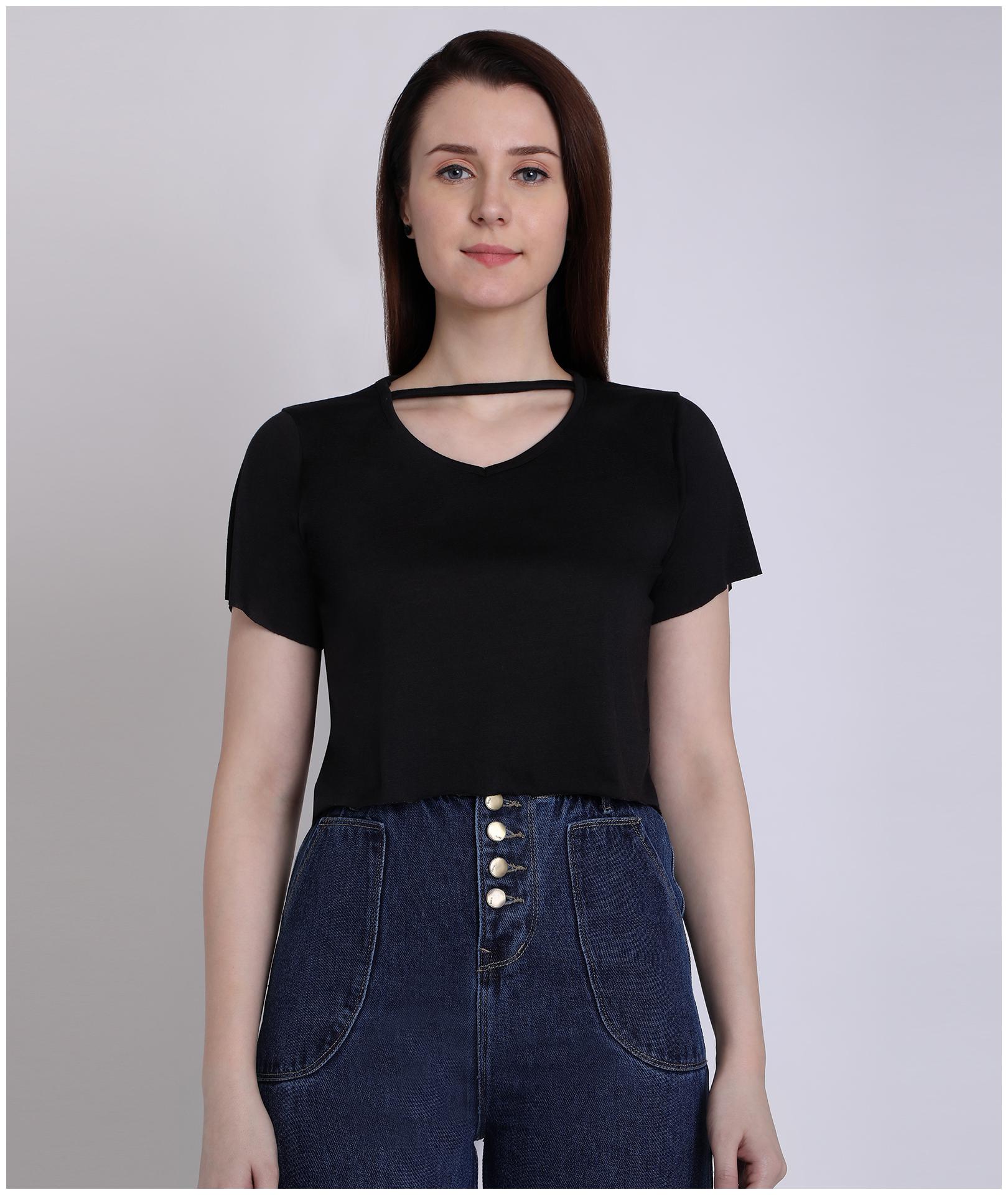 

Chimpaaanzee Women Solid Regular top - Black