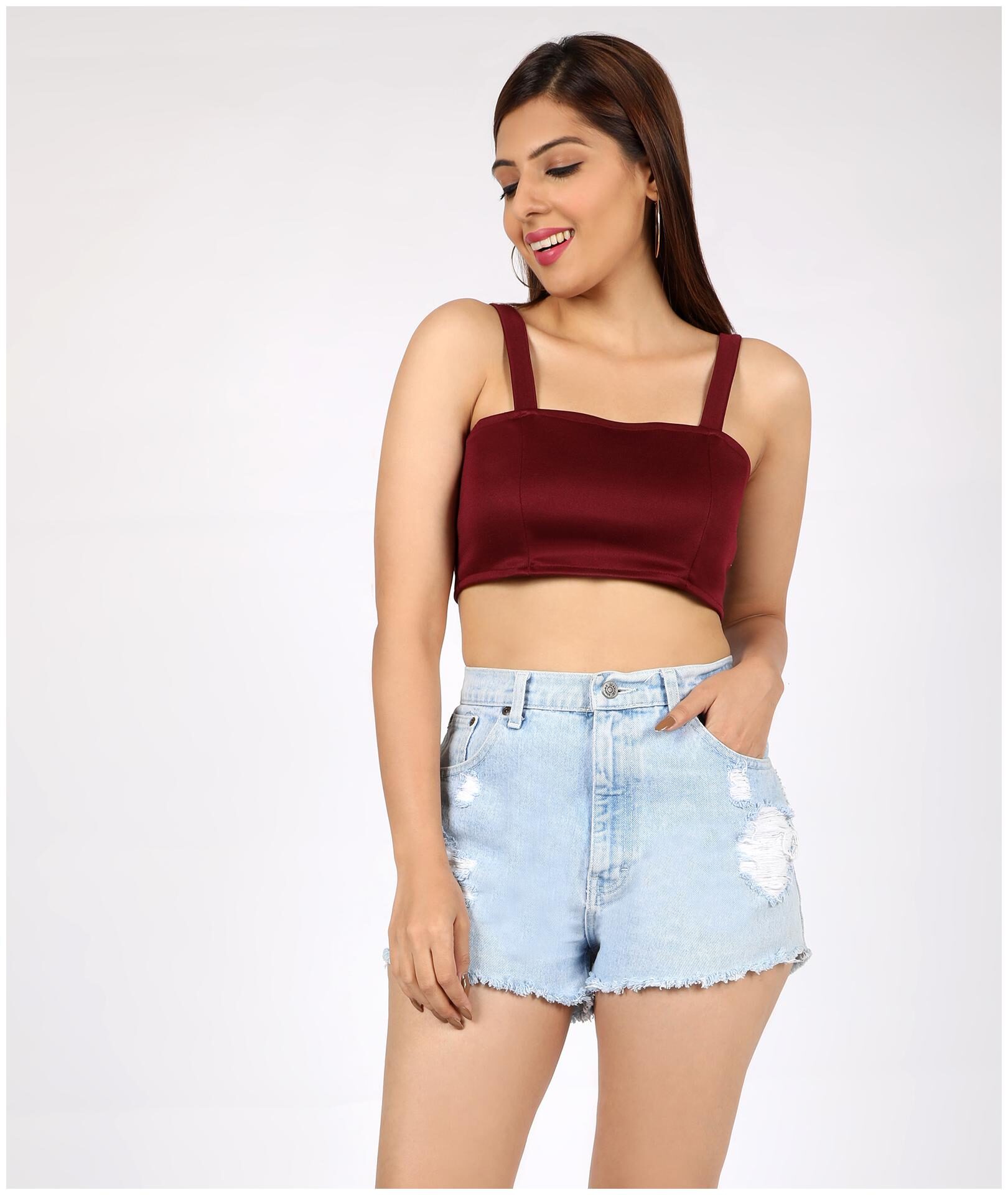

Chimpaaanzee Polyester Maroon Solid Top For Women