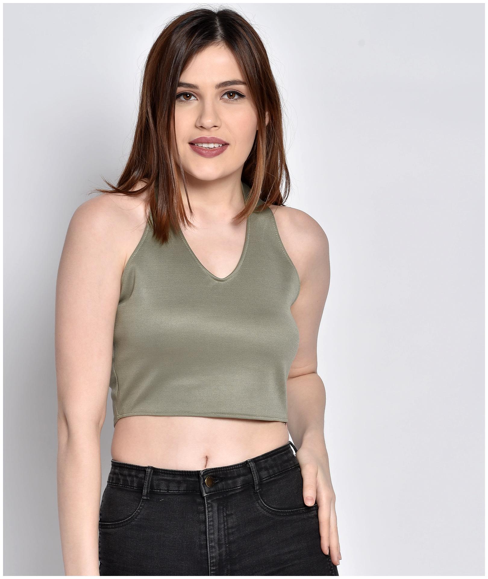 

Chimpaaanzee Polyester Green Solid Top For Women