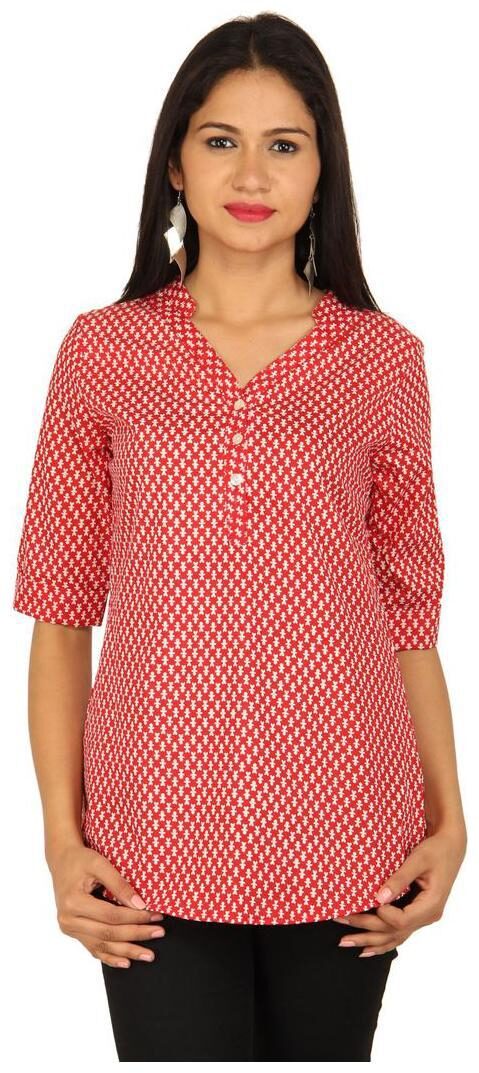 

CHINMAYA Women Geometric Regular top - Red