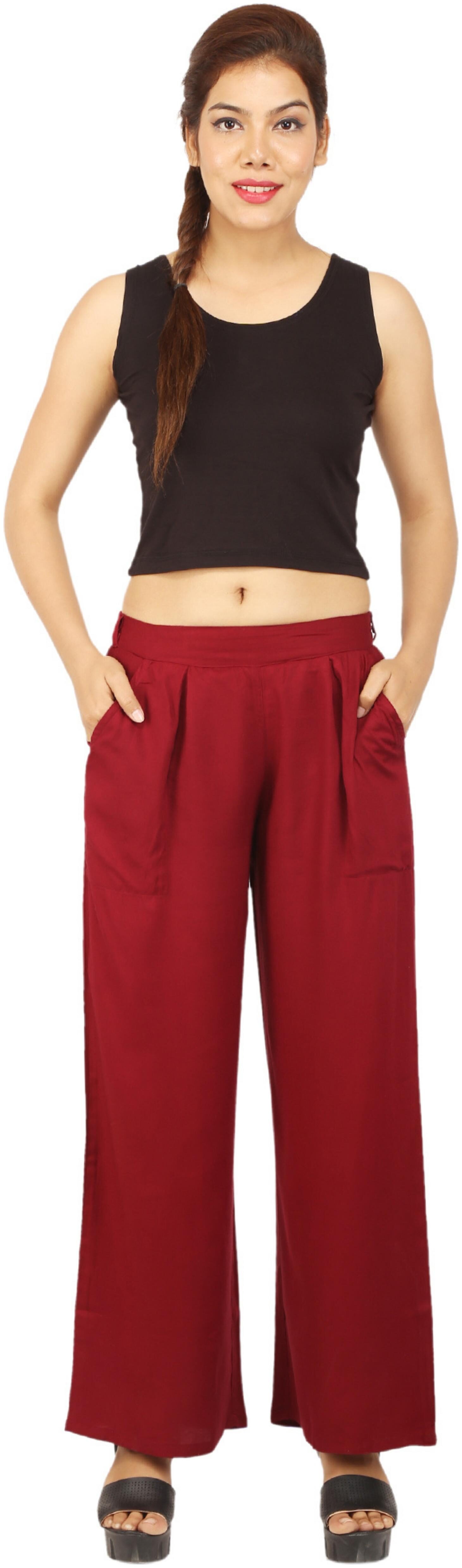 

CHINMAYA Maroon Solid Straight Palazzo