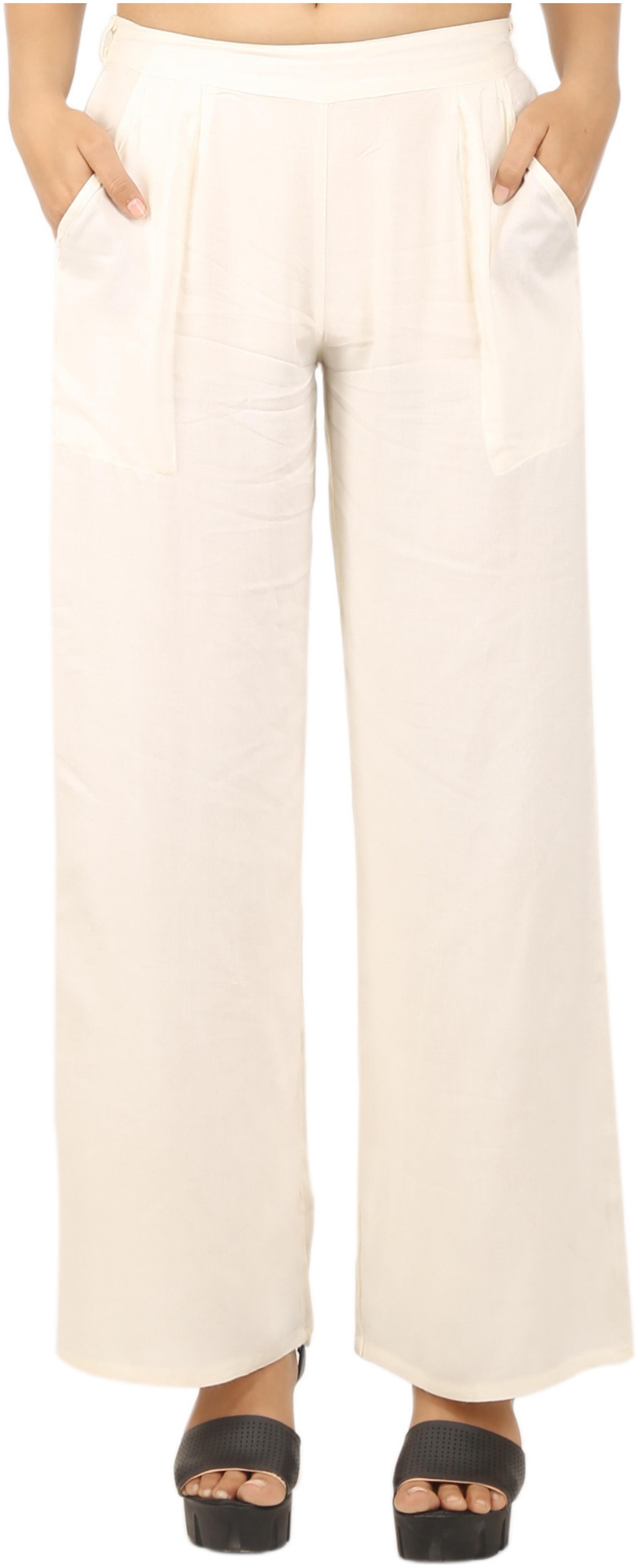 

CHINMAYA White Solid Straight Palazzo