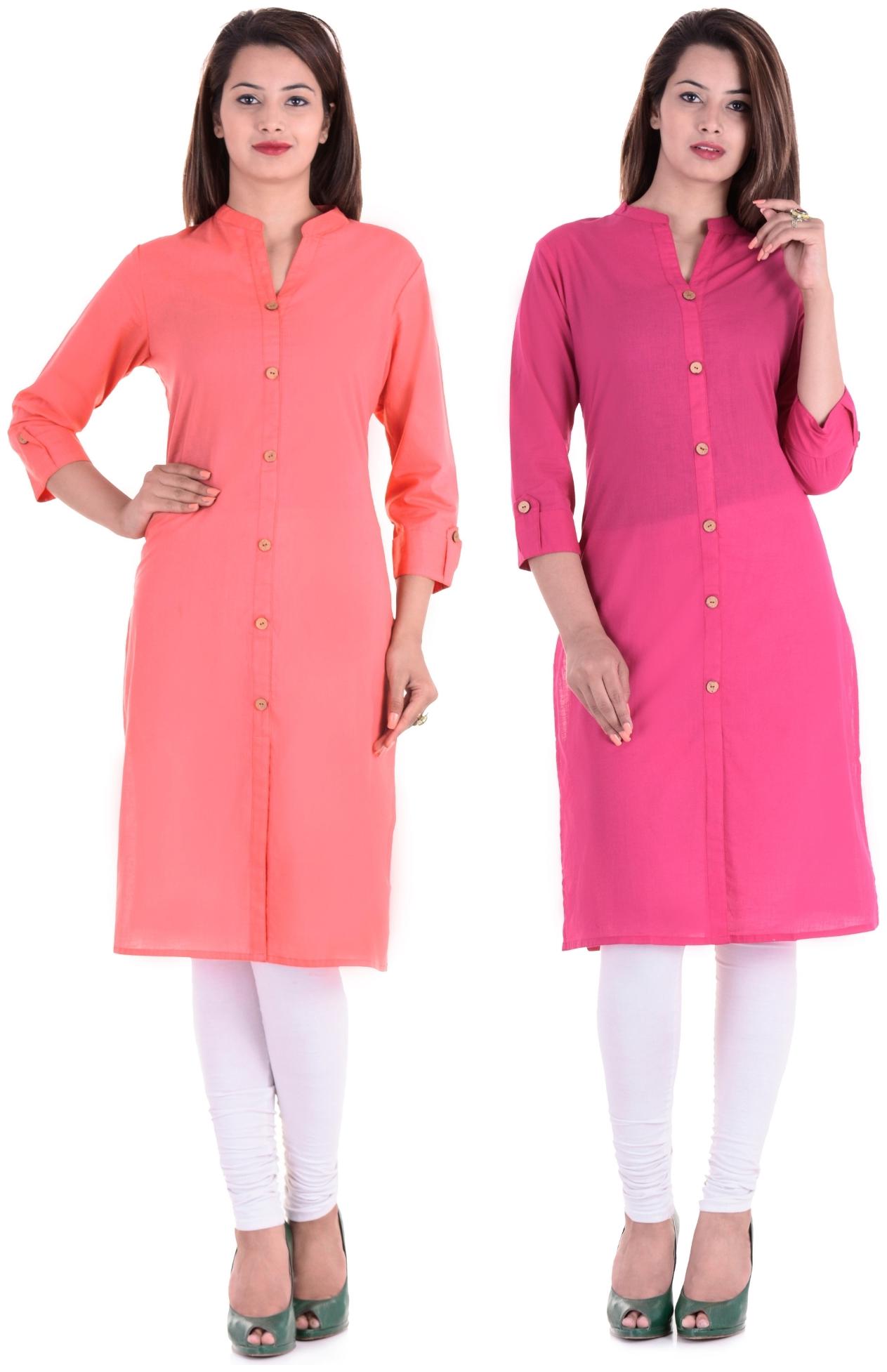 

CHINMAYA Women Pink Solid Straight Kurti