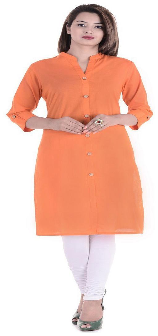 

CHINMAYA Women Orange Solid Straight Kurta