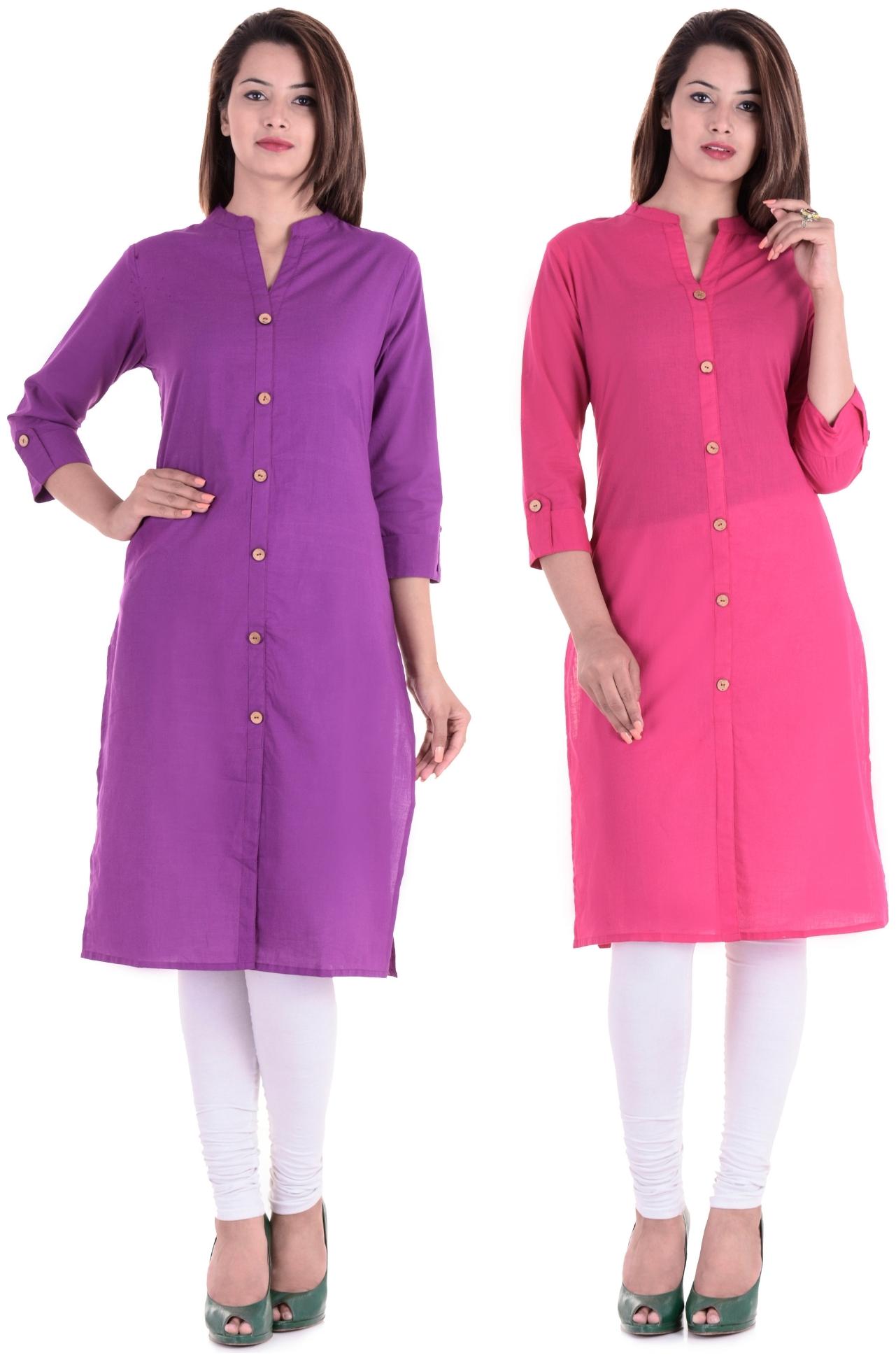 

CHINMAYA Women Purple Pink Solid Straight Kurti