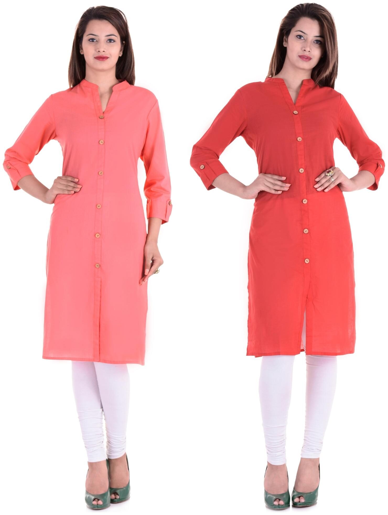 

CHINMAYA Women Pink Red Solid Straight Kurti