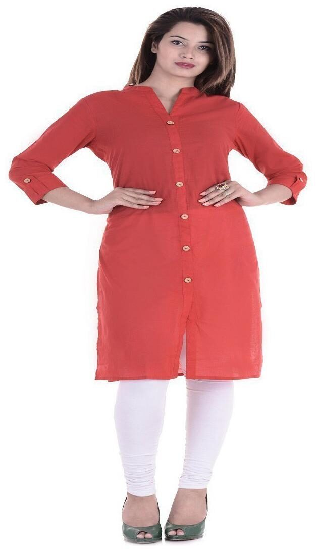 

CHINMAYA Women Red Solid Straight Kurta