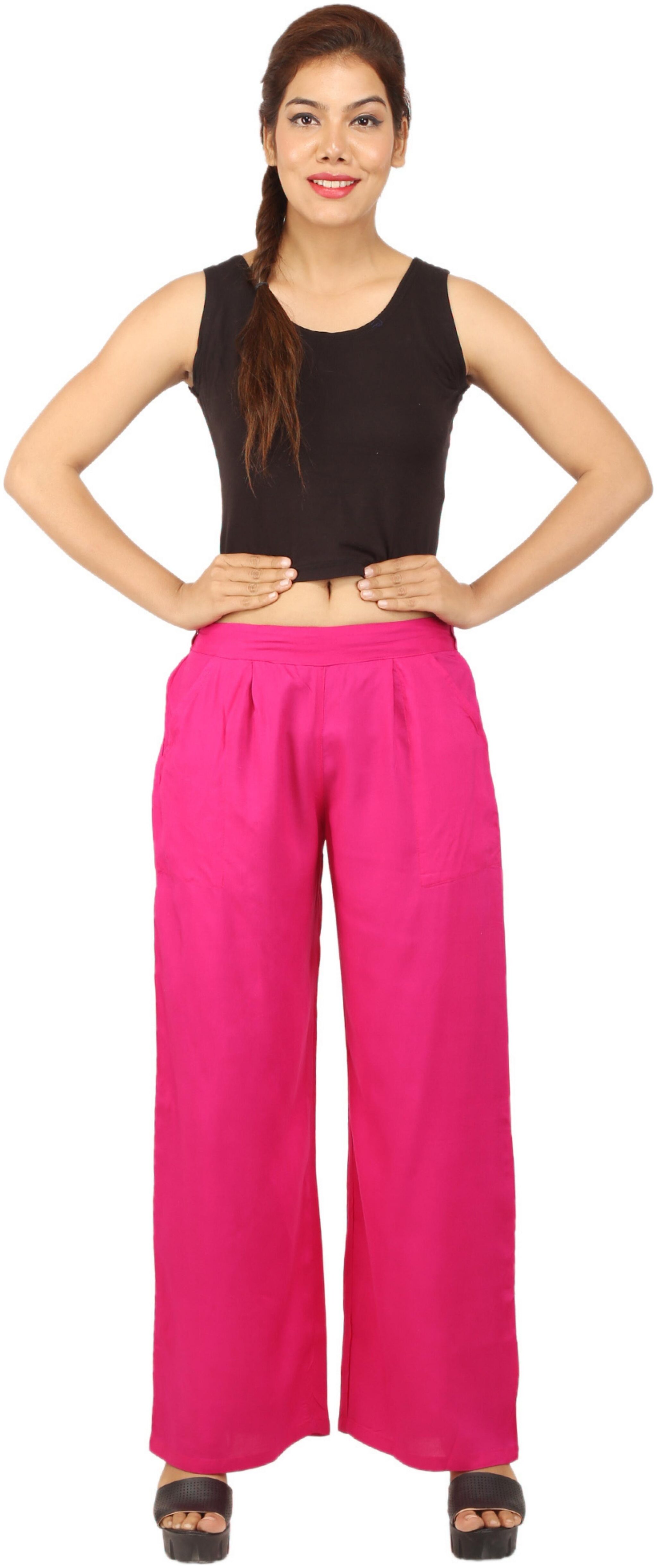 

CHINMAYA Pink Solid Straight Palazzo